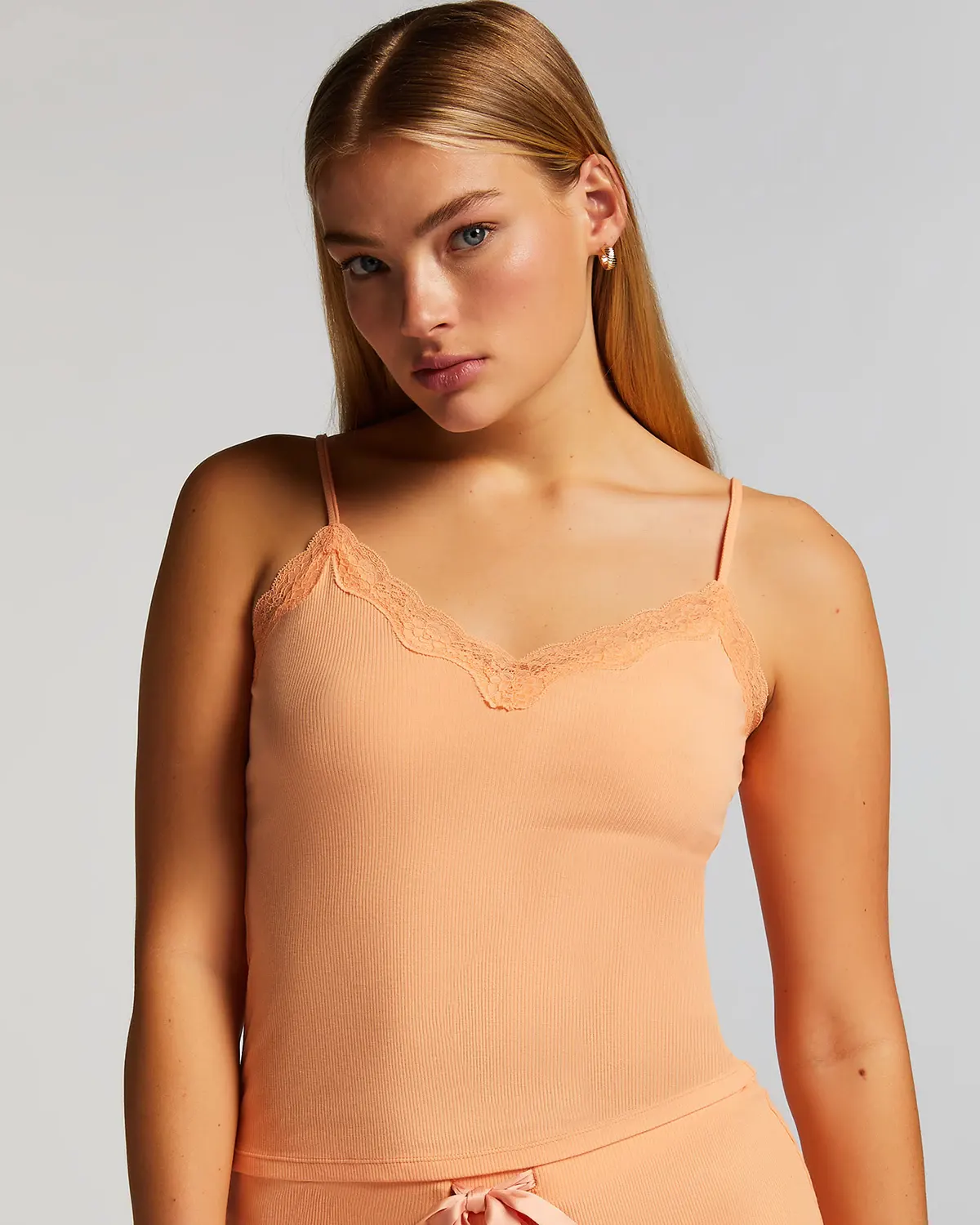 Pink Cami Rib Lace Top
