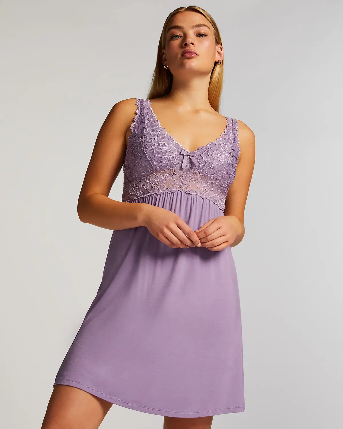 Purple Nora Lace Slip Dress