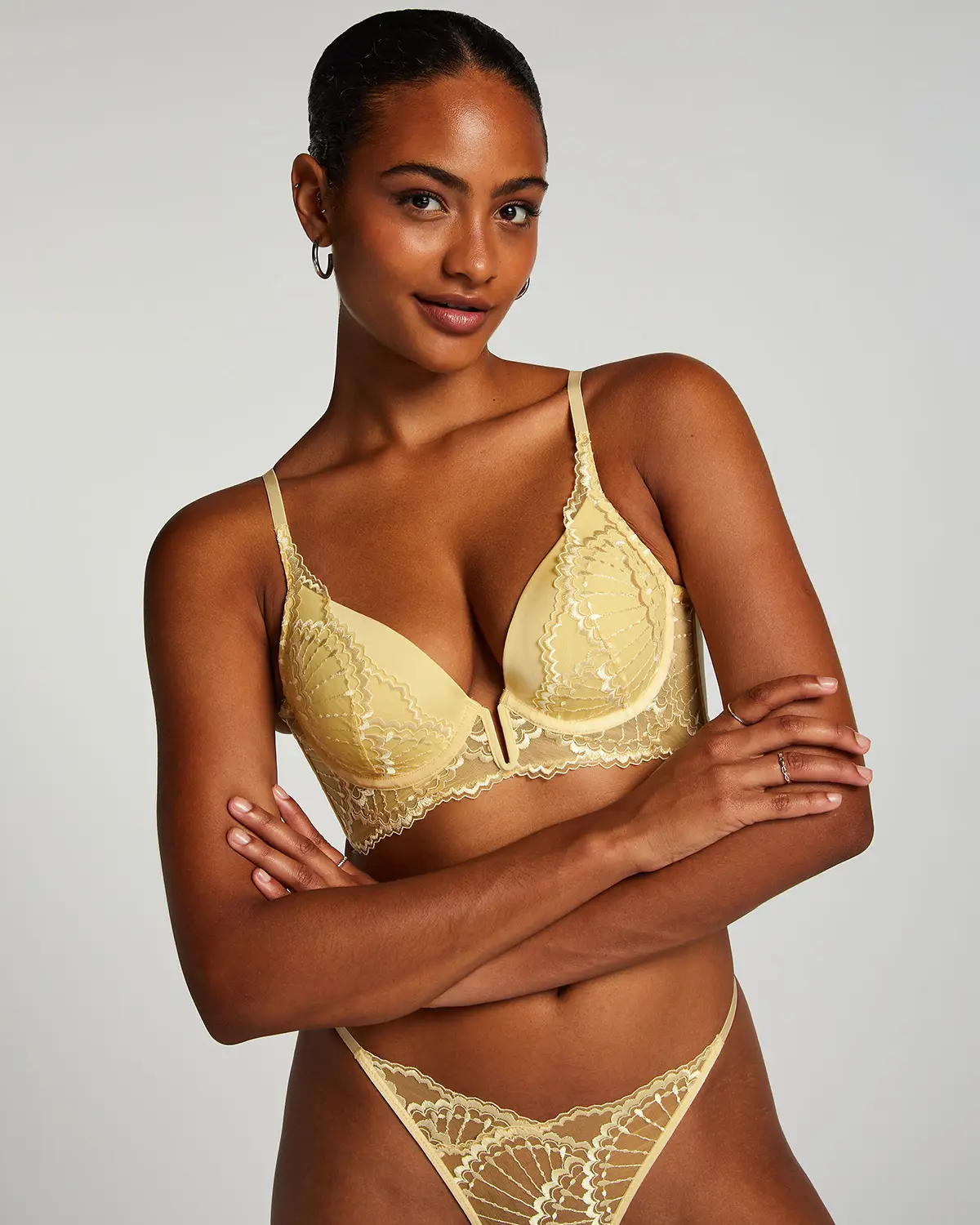 Beige Sali Padded Underwired Longline Bra