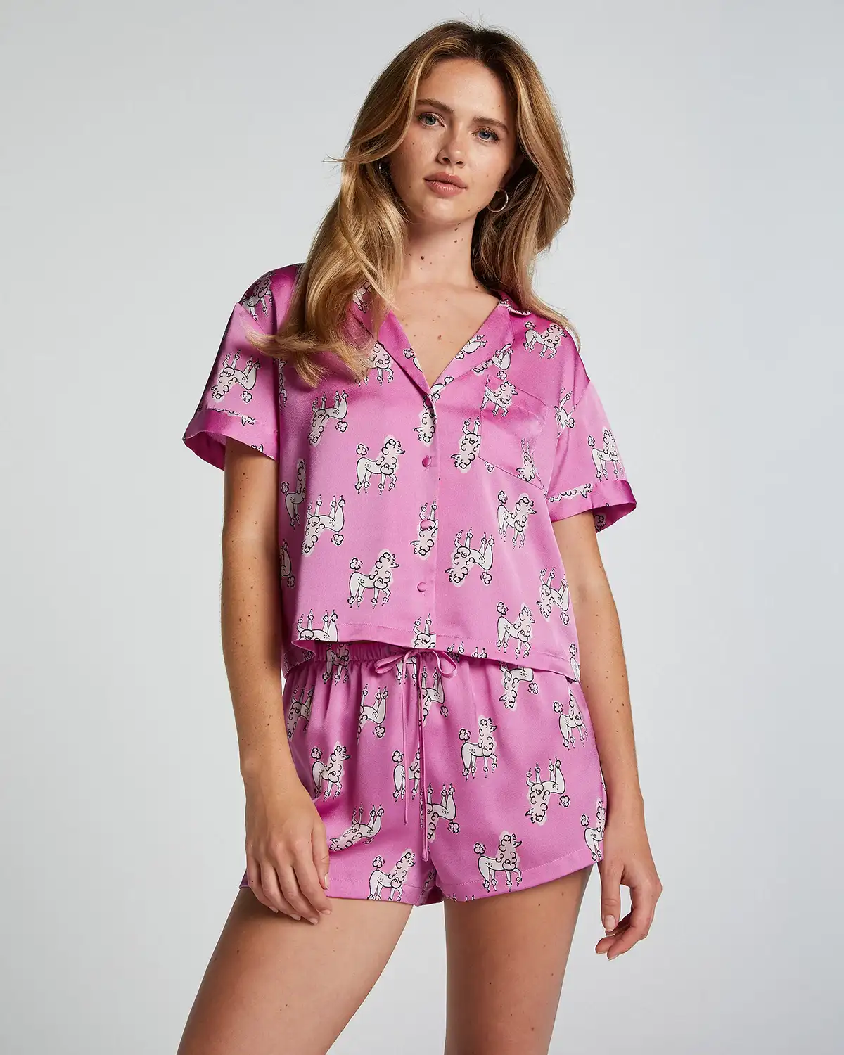 Purple Satin pyjama shorts