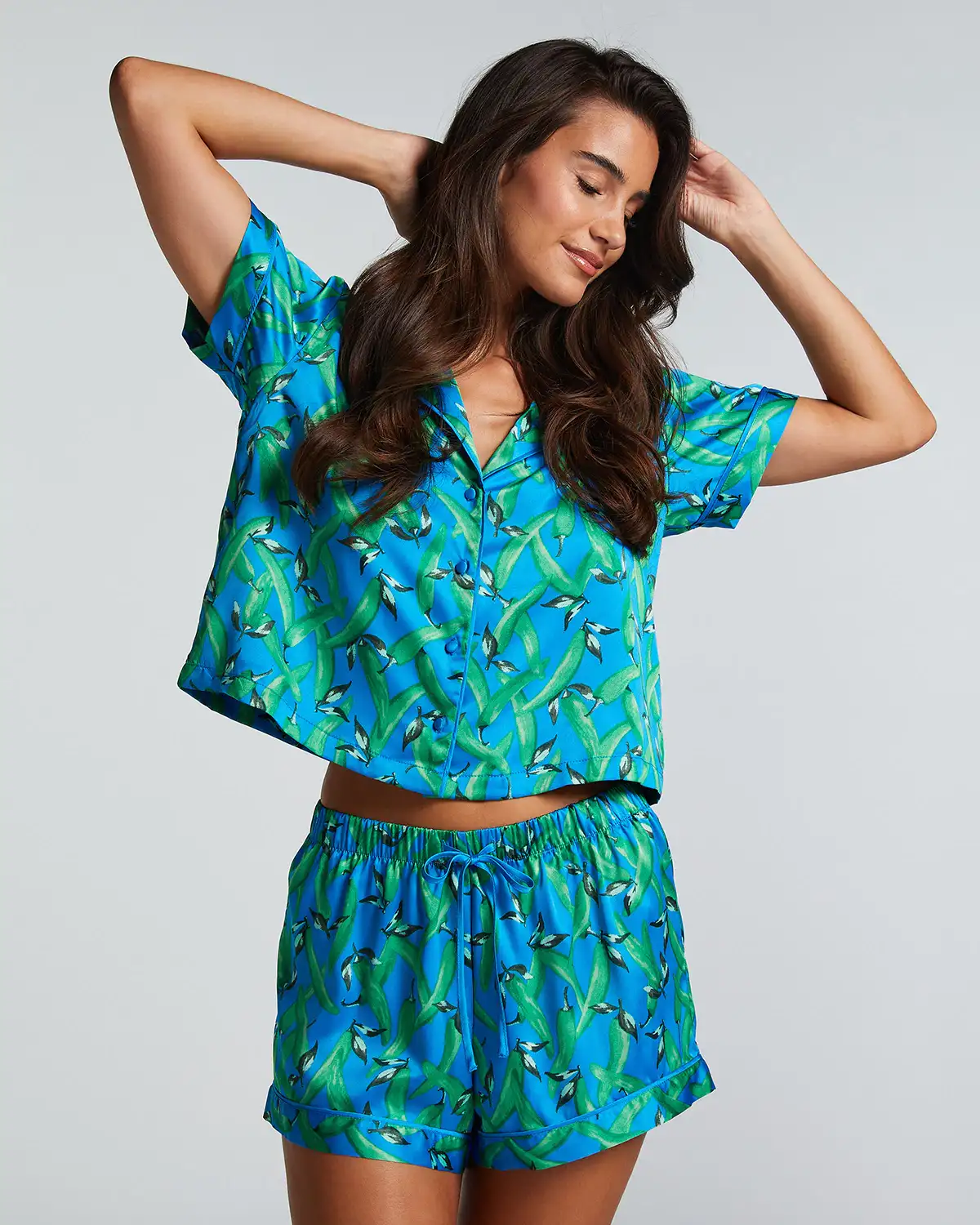 Blue Satin pyjama shorts