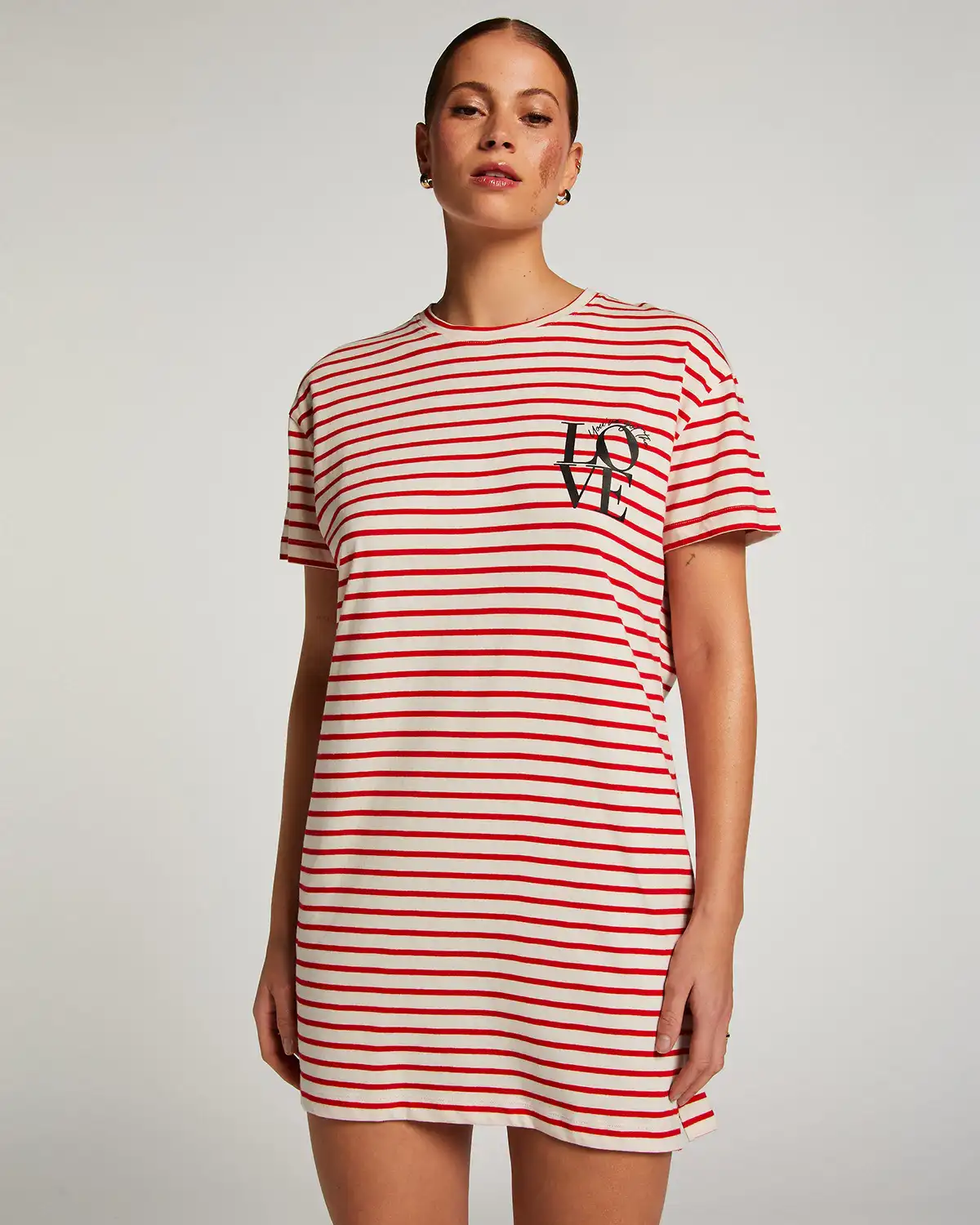 Red Round Neck Nightshirt