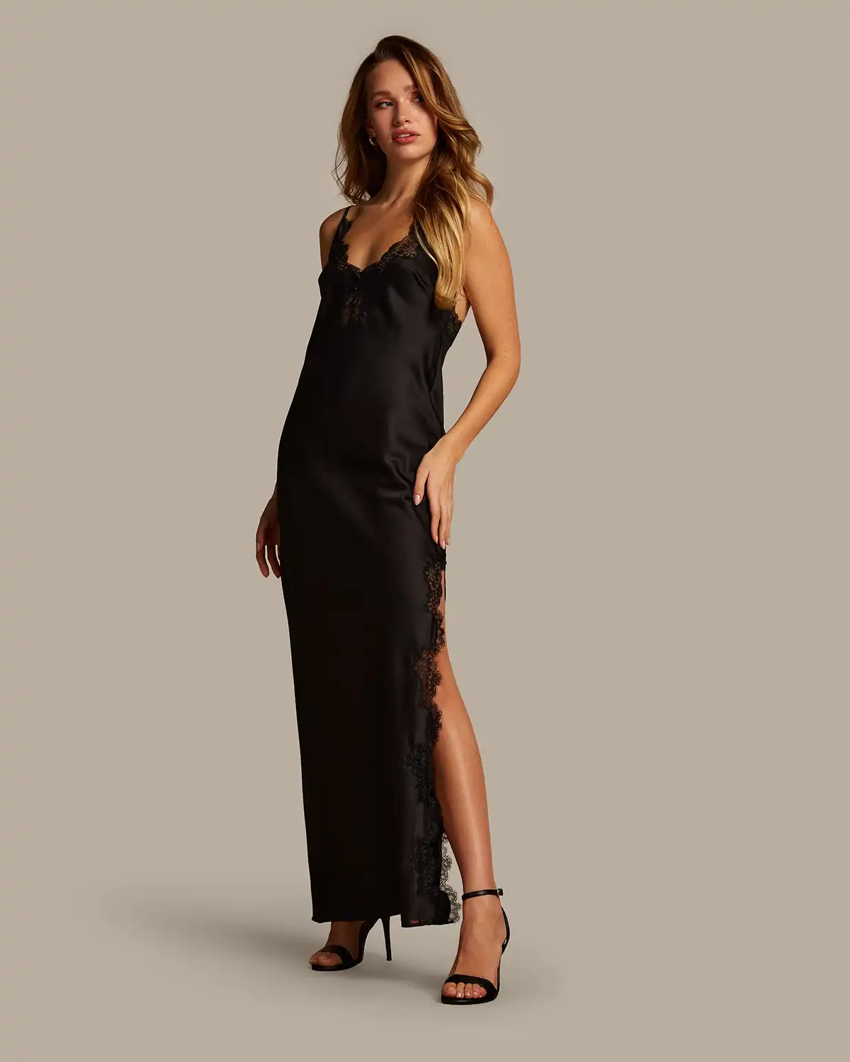Black Satin Slip Dress