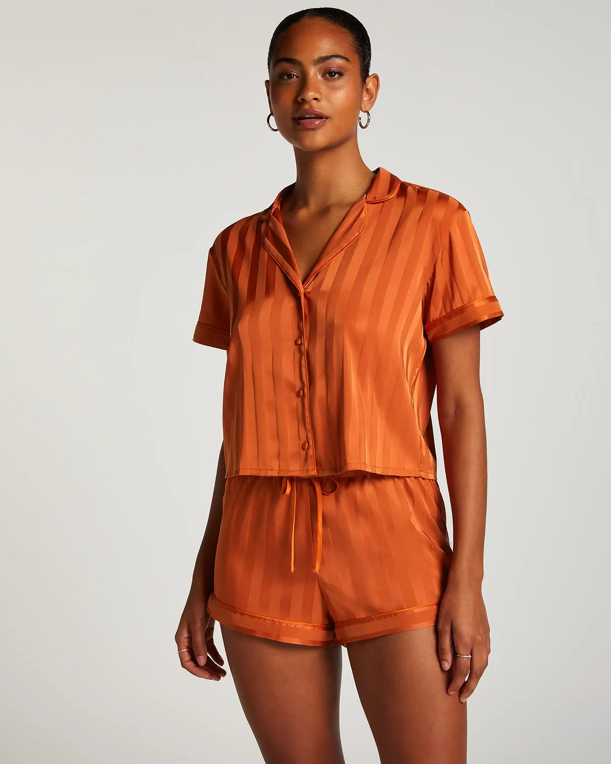 Orange Satin pyjama shorts