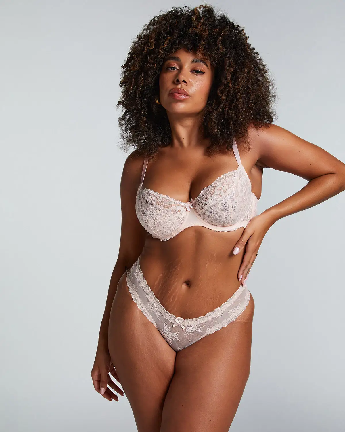 Pink V-shaped Brazilian knickers mesh