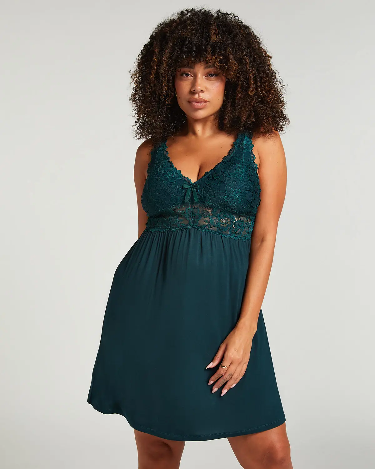 Green Nora Lace Slip Dress