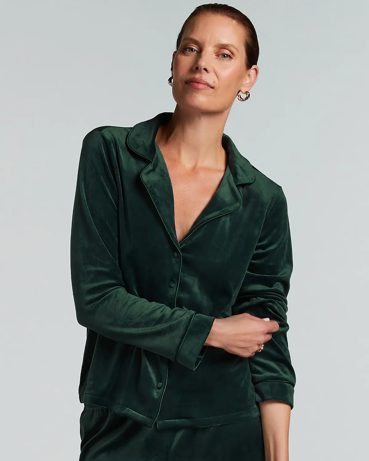 Green Velours Long-Sleeved Jacket
