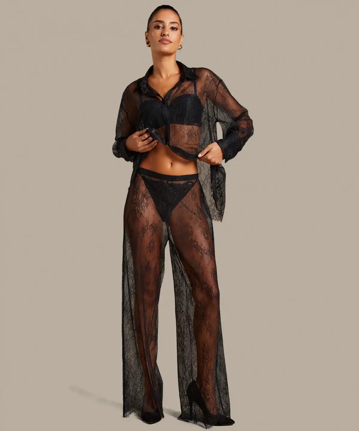 Black Camille Lace Pants