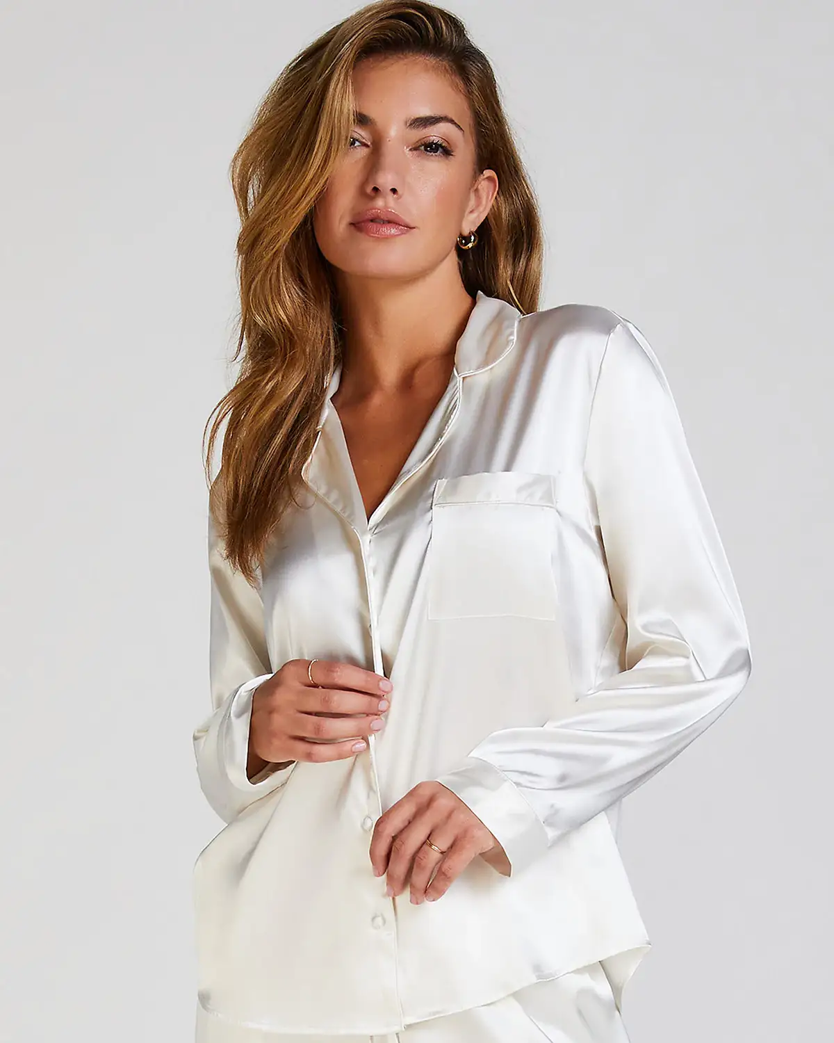 White Satin Long-Sleeved Jacket