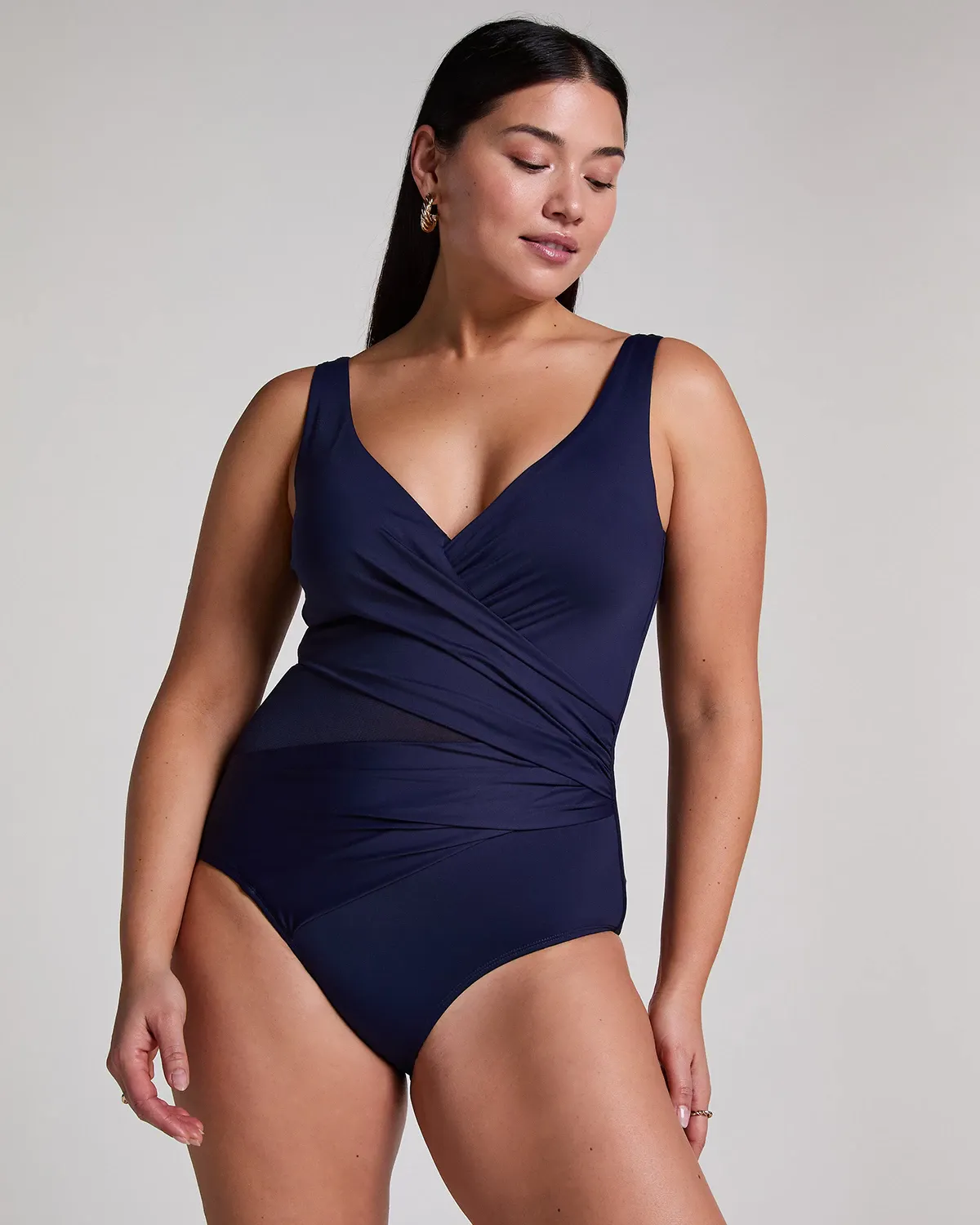 Blue Shaping Shell Mesh Swimsuit