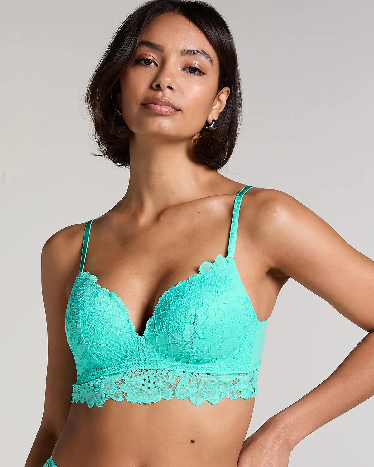 Hunkemoller | Green Shiloh Padded Non-wired Longline Bra