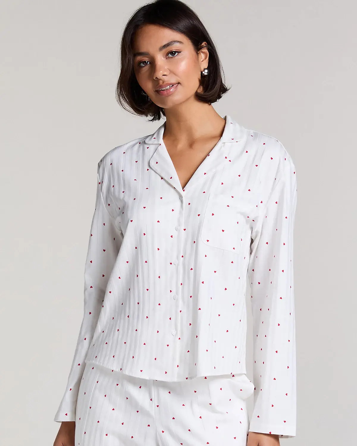 White Jacquard Hearts Jacket Longsleeve