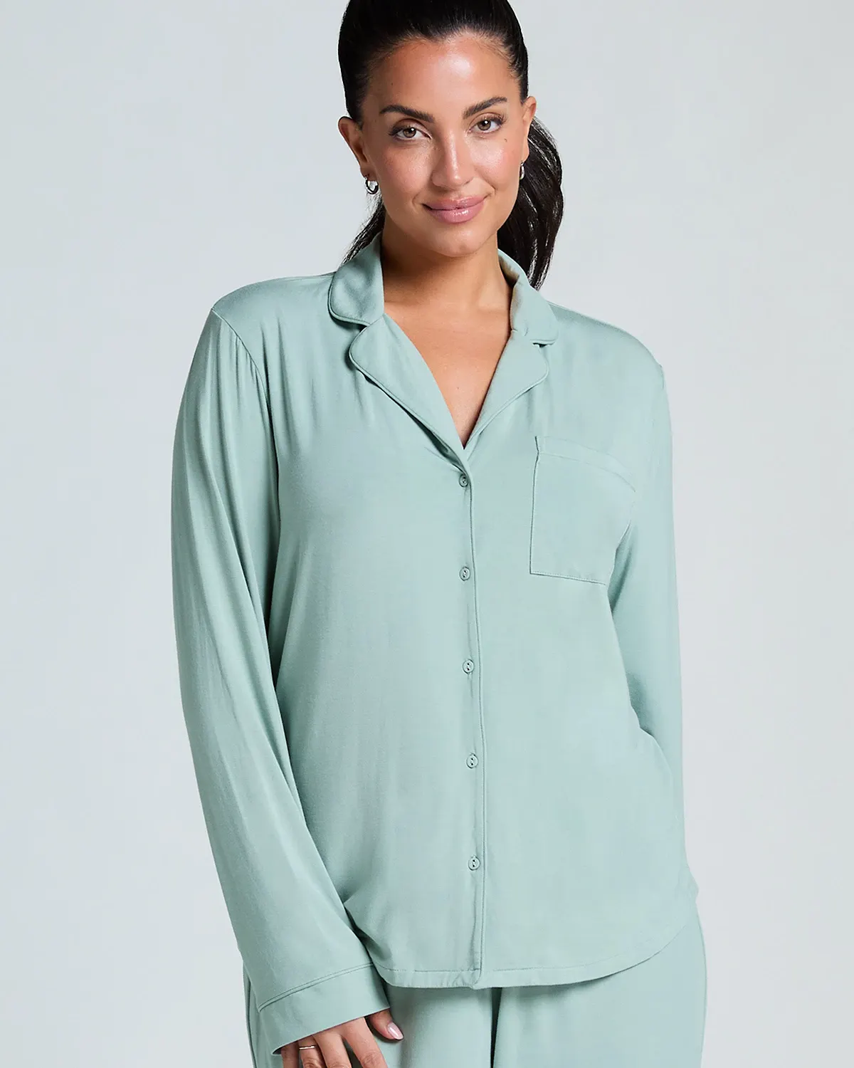 Green Essential Jersey Long-Sleeved Jacket