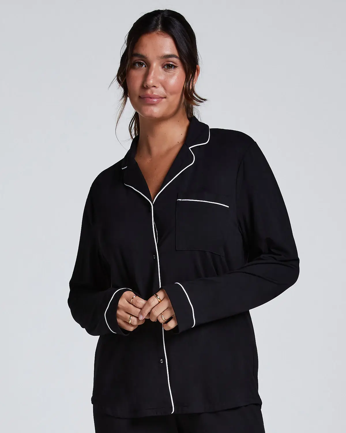 Black Essential Jersey Long-Sleeved Jacket