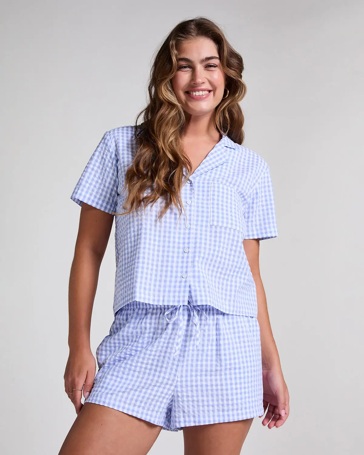 Purple Seersucker Short