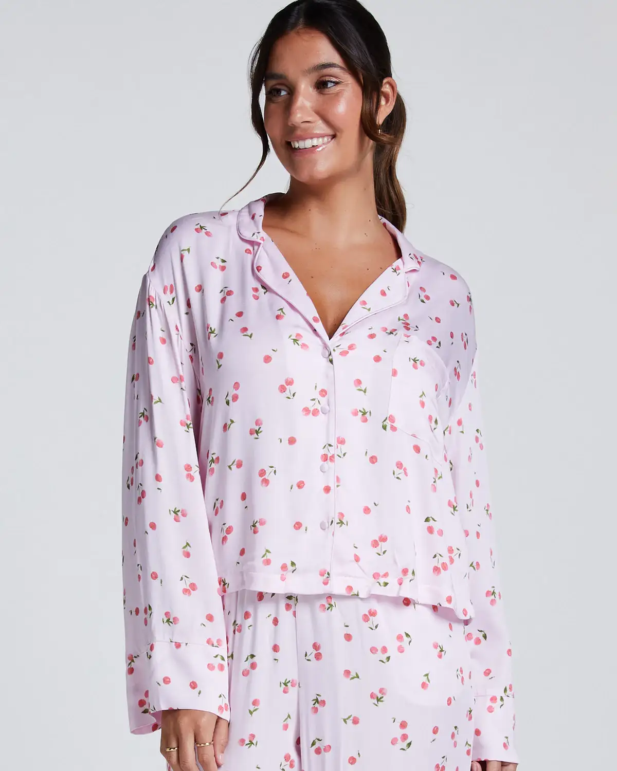 Pink Satin Long-Sleeved Jacket