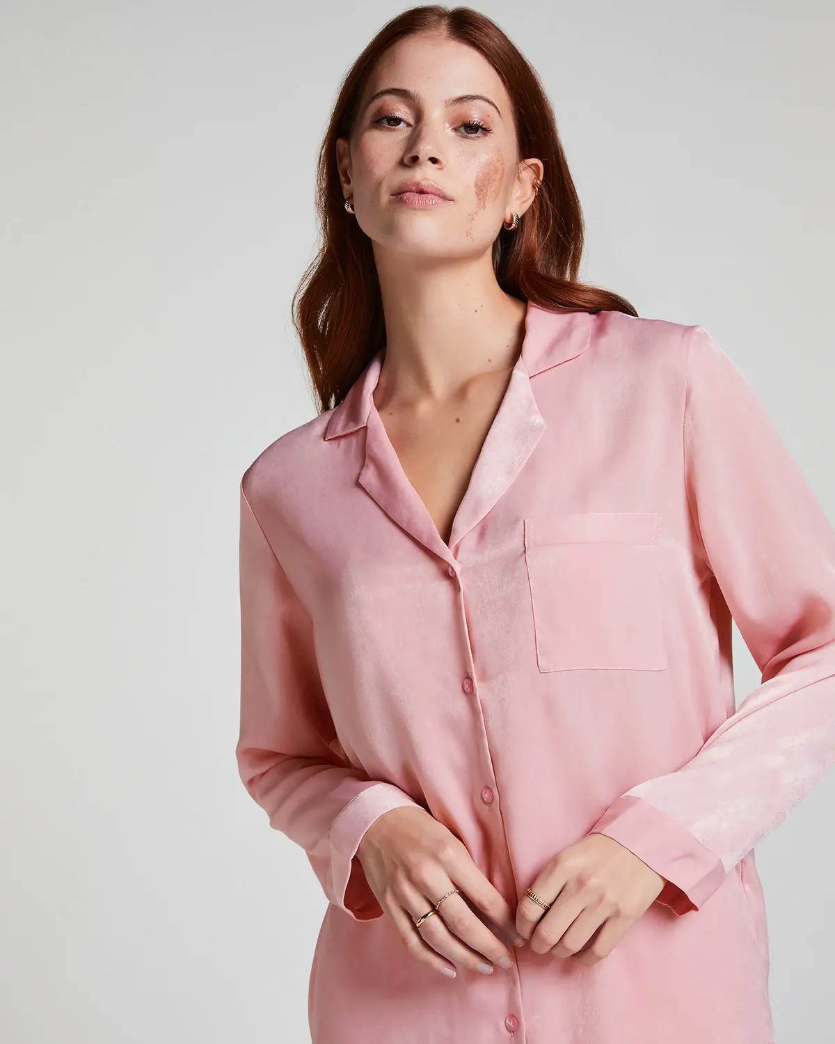 Pink Satin Long-Sleeved Jacket