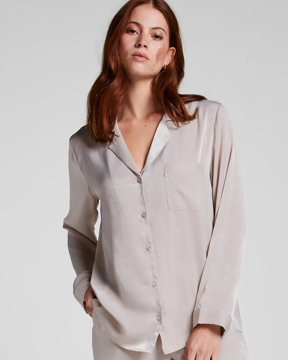 Brown Satin Long-Sleeved Jacket