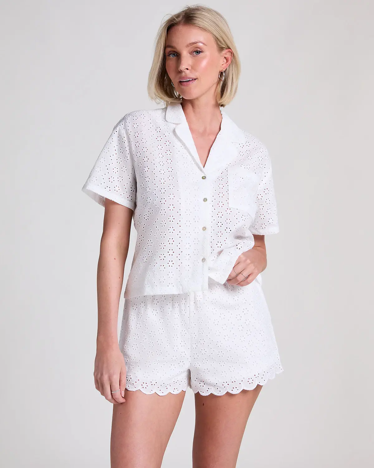 White Short Broiderie Anglaise
