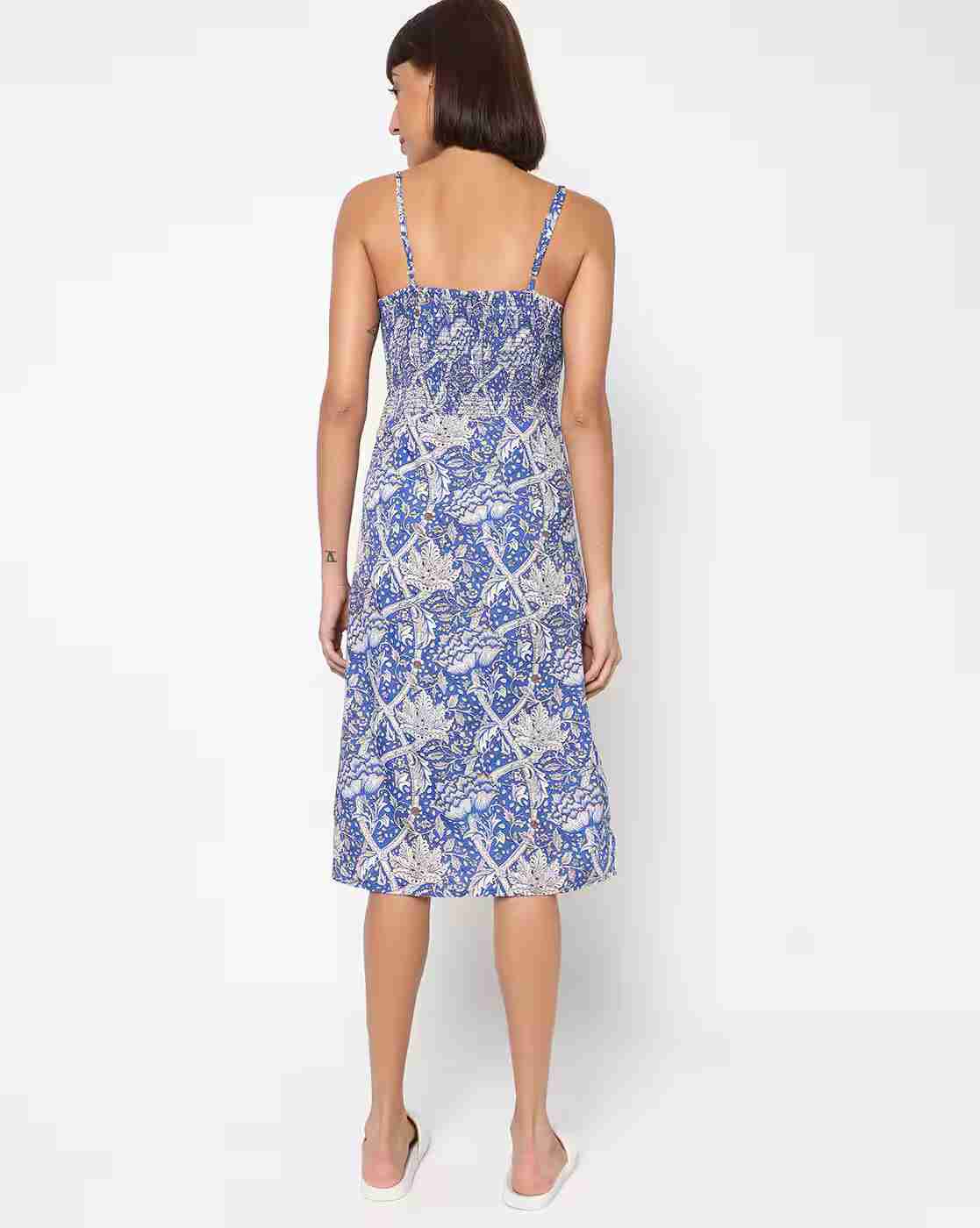 HUSHH | Floral Print A-line Dress with Spaghetti Straps