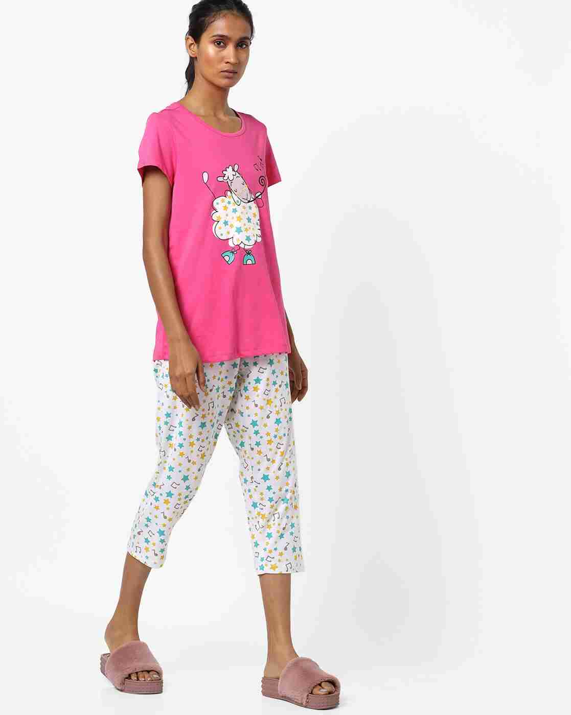 Printed T-shirt & Capri Loungewear Set
