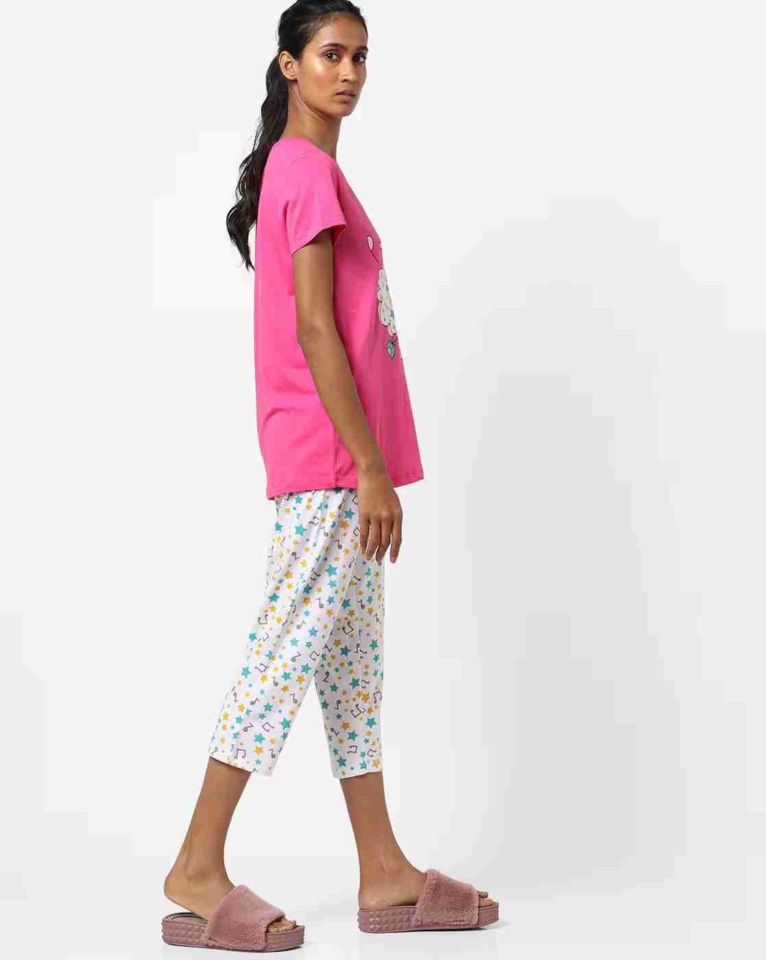 HUSHH | Printed T-shirt & Capri Loungewear Set