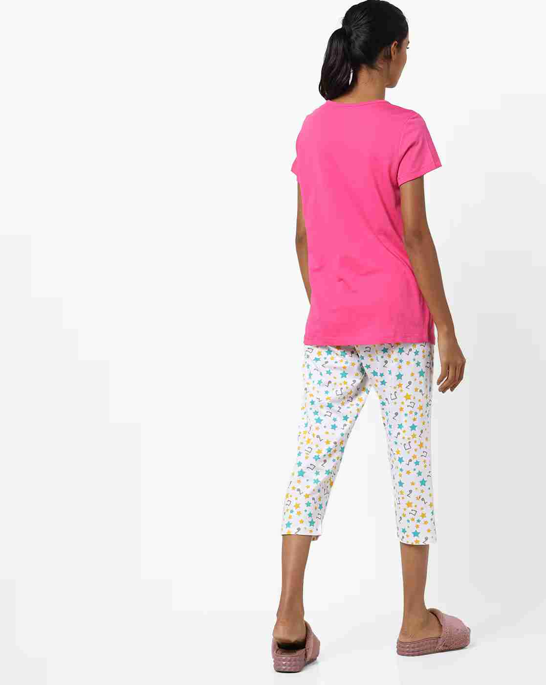 HUSHH | Printed T-shirt & Capri Loungewear Set|2