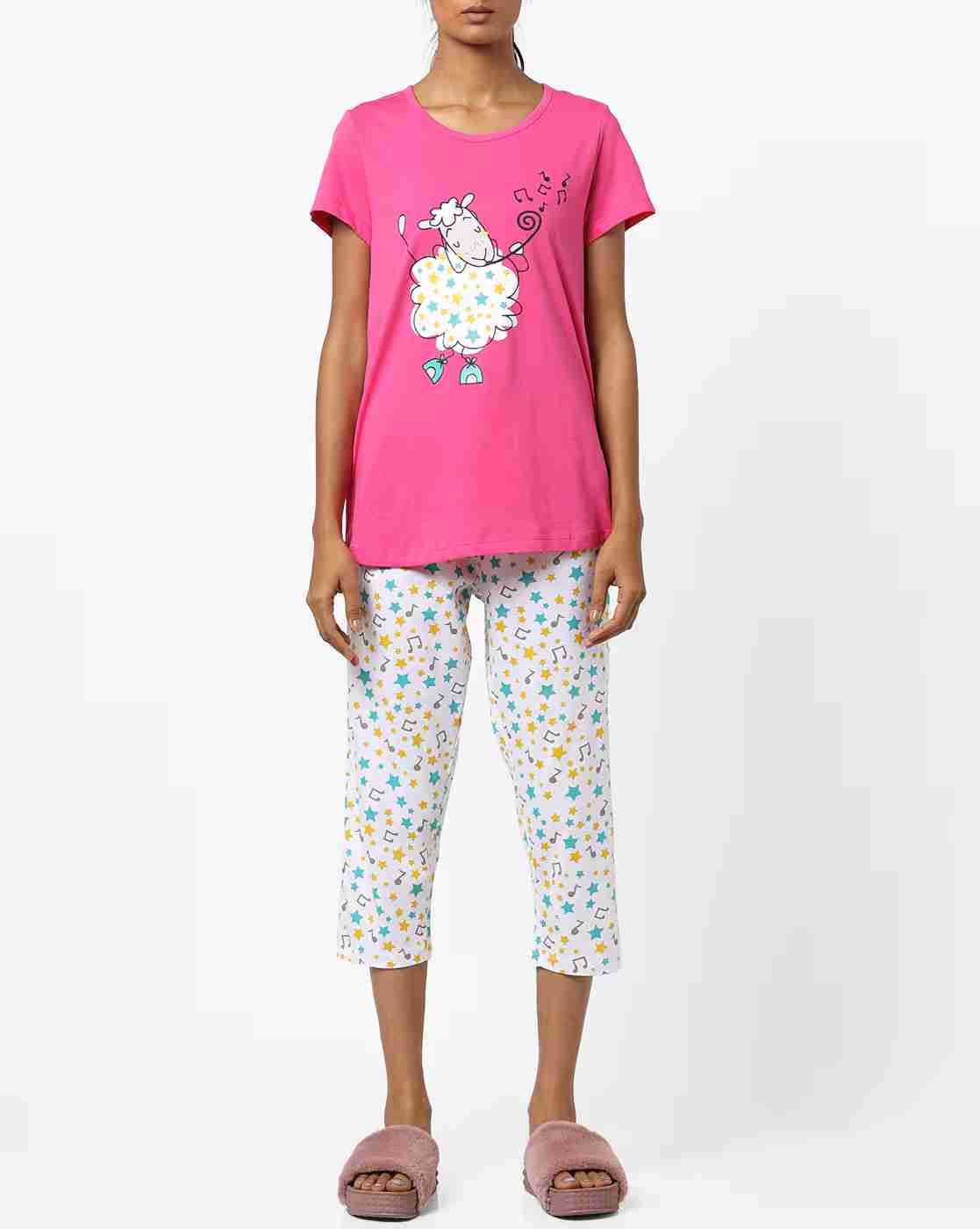 HUSHH | Printed T-shirt & Capri Loungewear Set|3