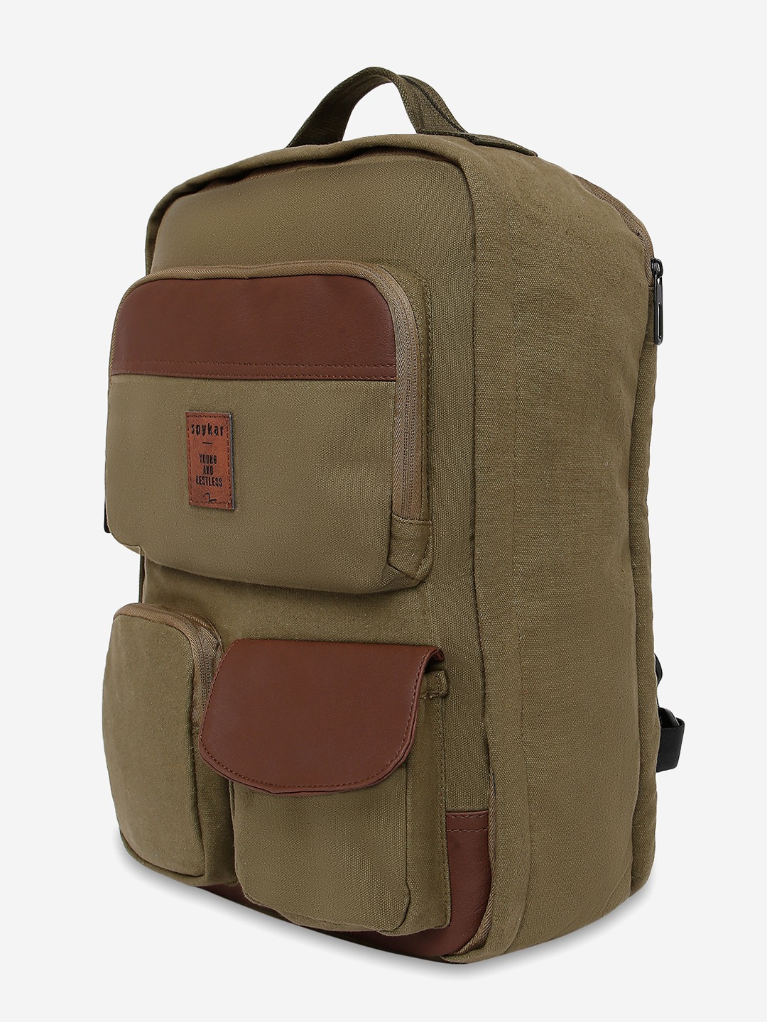 Olive canvas backpack on sale