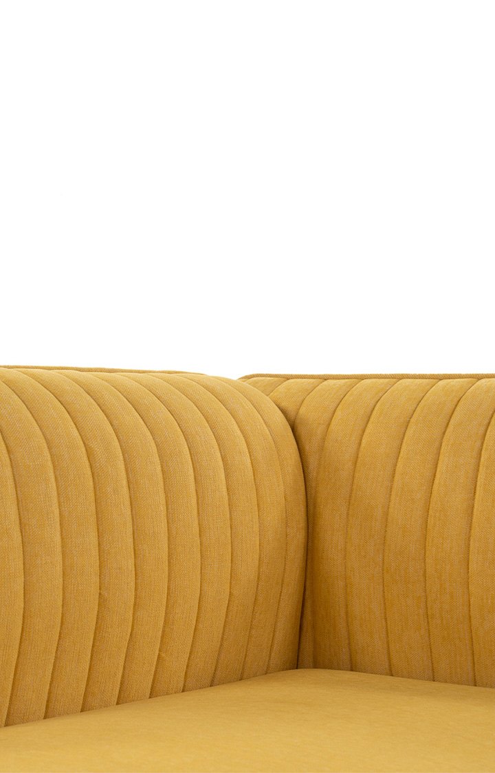 neudot Diva RHS Sofa Chaise Lounger with Black Legs for Living Room|Bedroom|2 Person Sofa|Diwan|Premium Fabric | Solid Wood Frame|2 Seater (Colour : Husky Yellow (DIY))