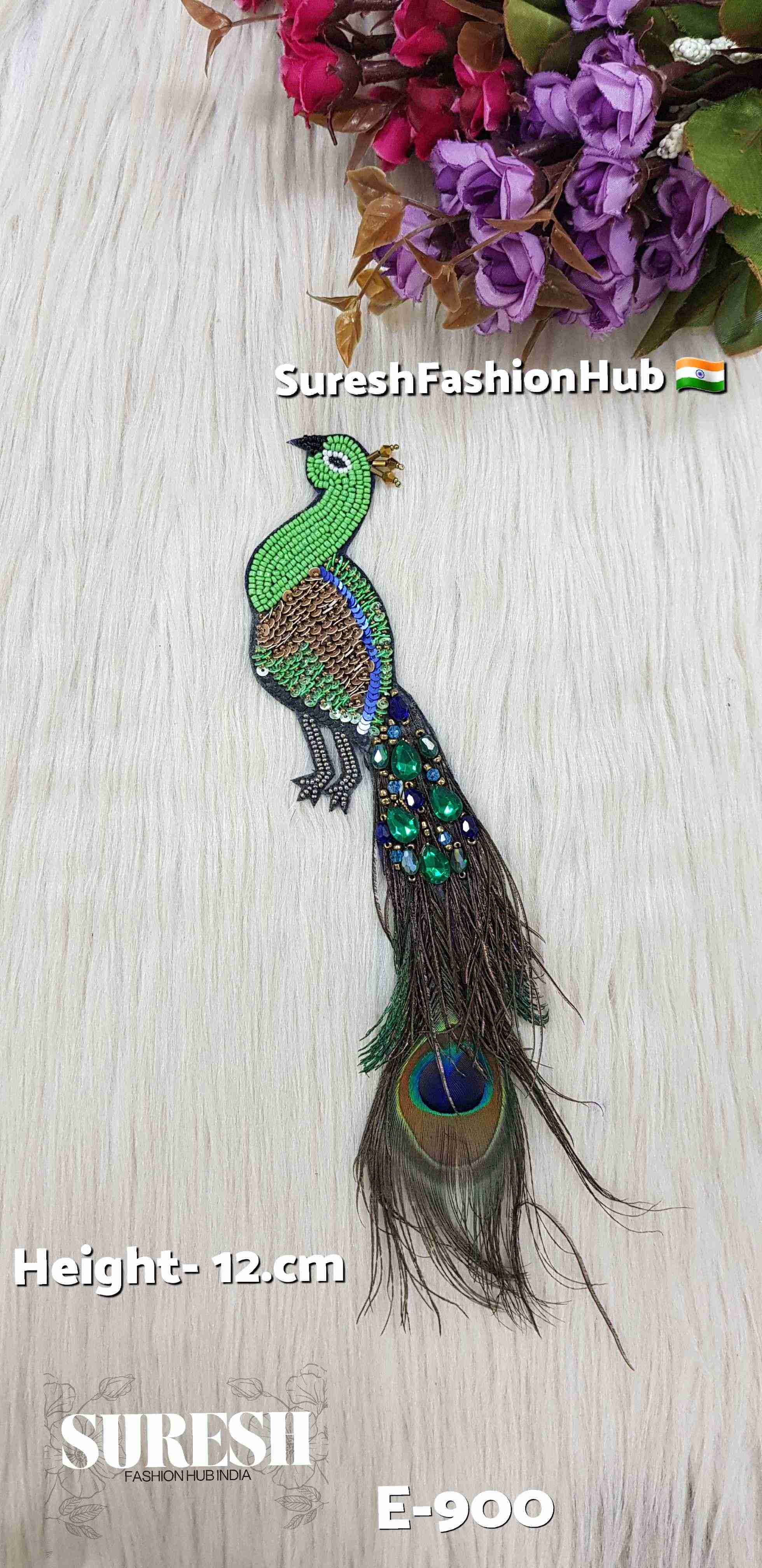 Green Peacock Patch – Left Facing | E-900