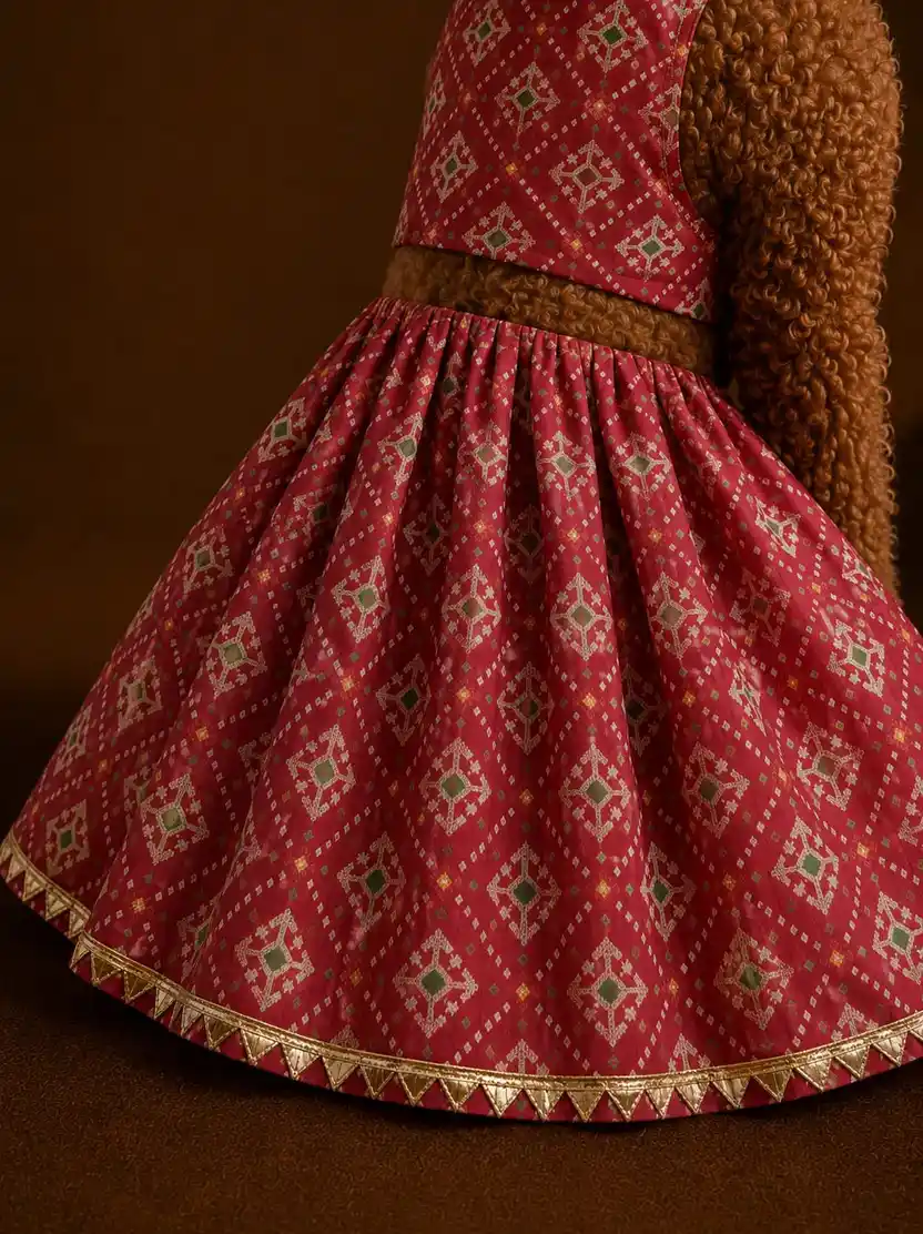 Pawsh Pet Red Patola Lehenga for Dogs