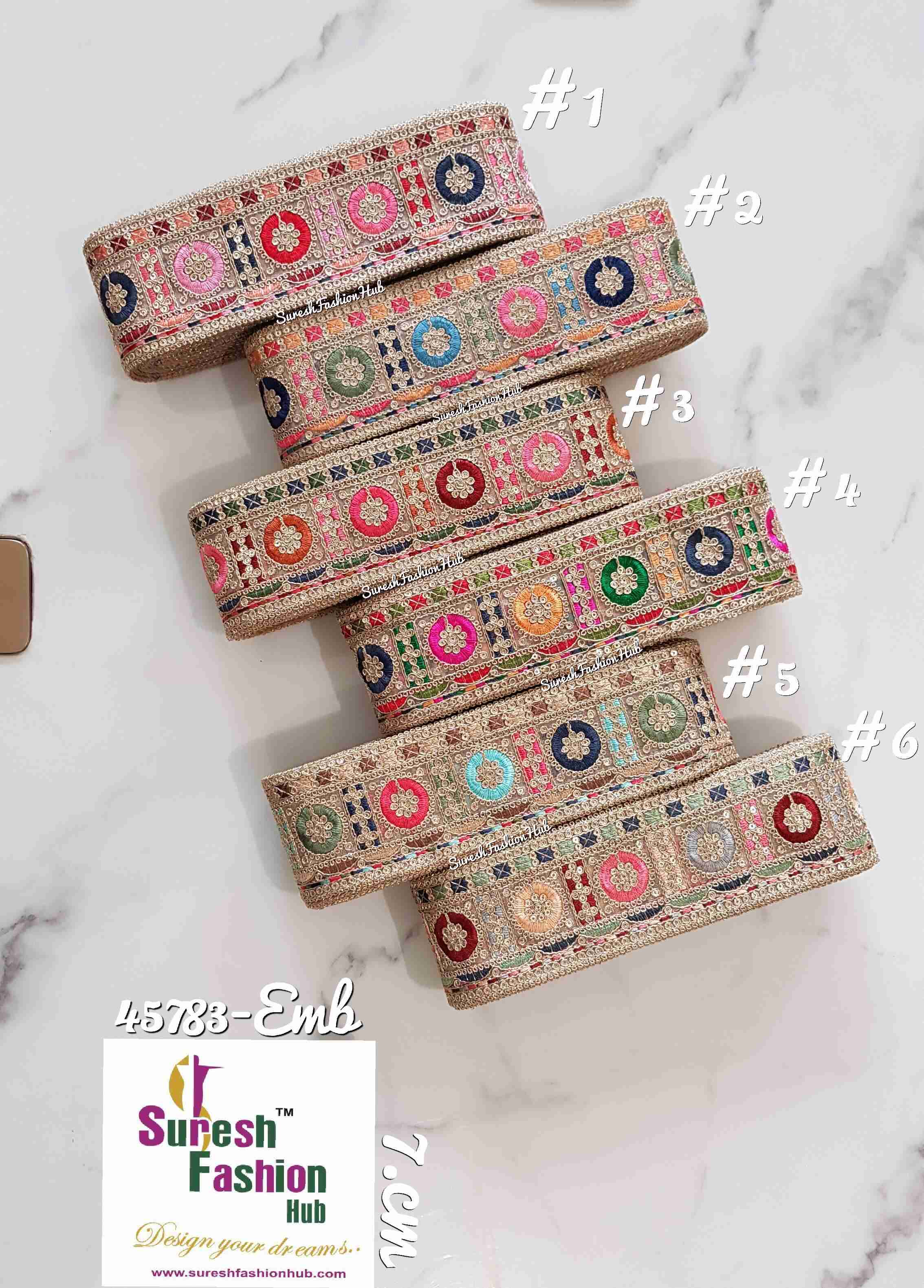 Tricolor Shimmering Embroidered Trim