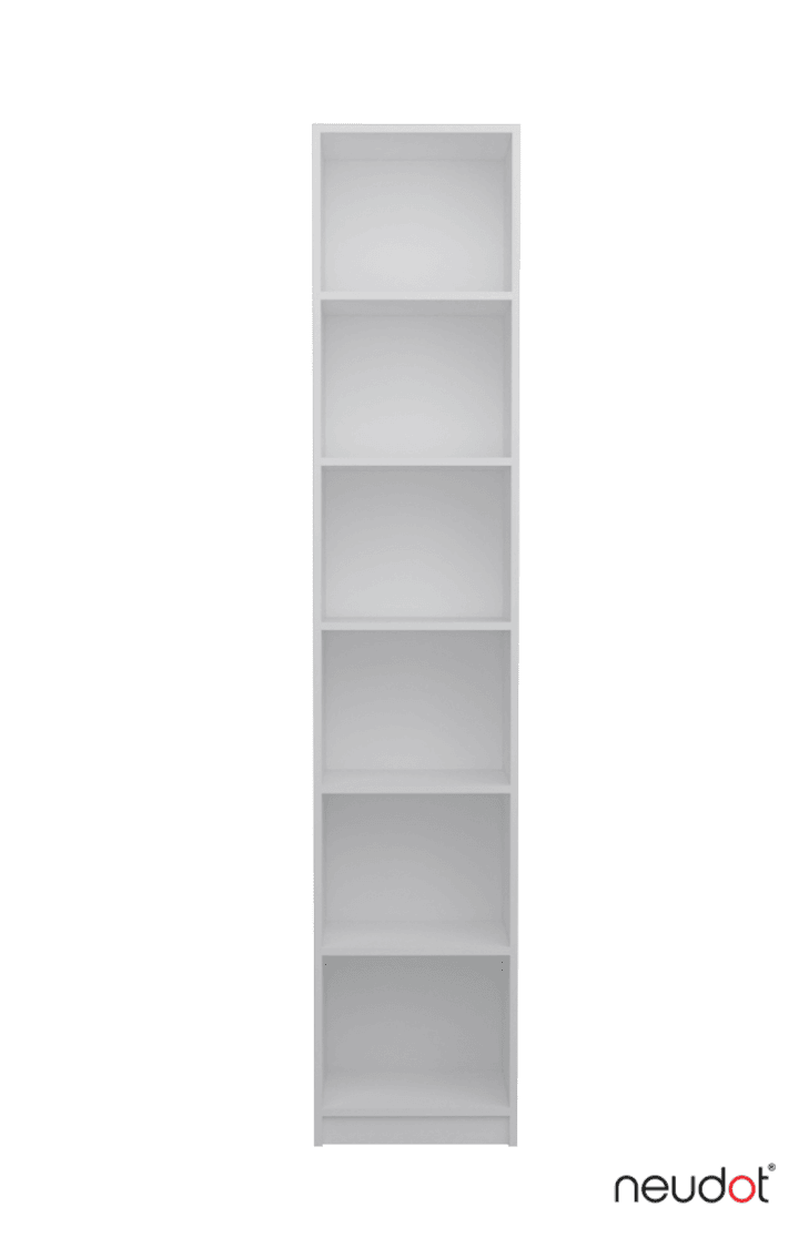 Whitman Tall Bookshelf (6 Compartments)- White Finish