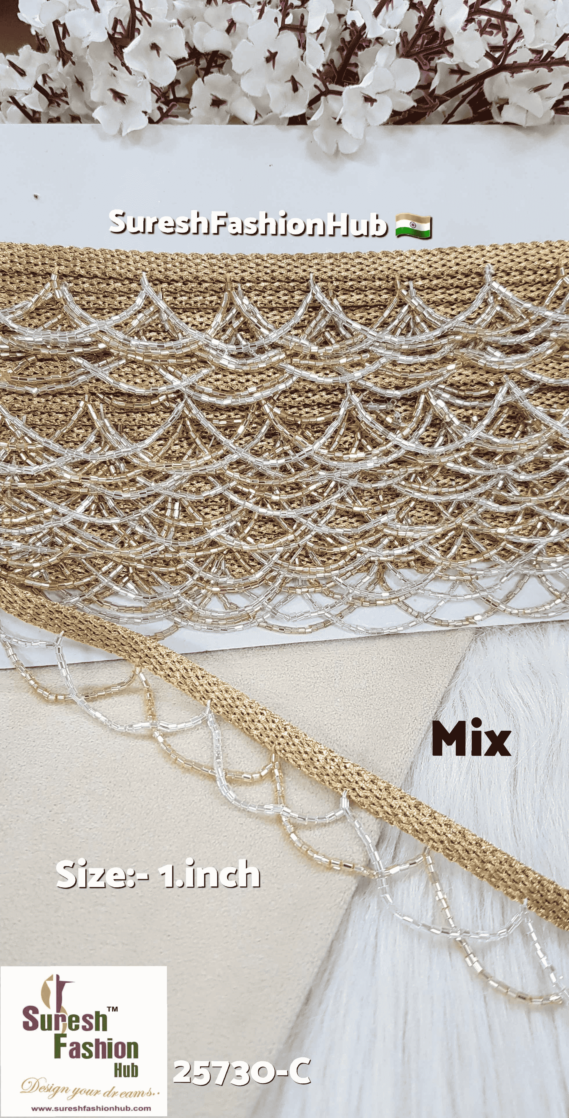 Gold-Silver Mix Scalloped Kaddhana Lace