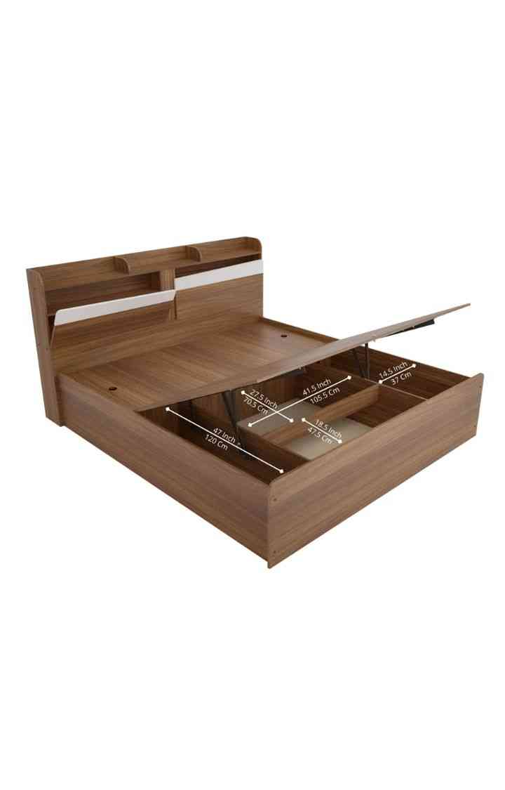 neudot Calton King Engineered Wood Hydraulic Bed - Teak
