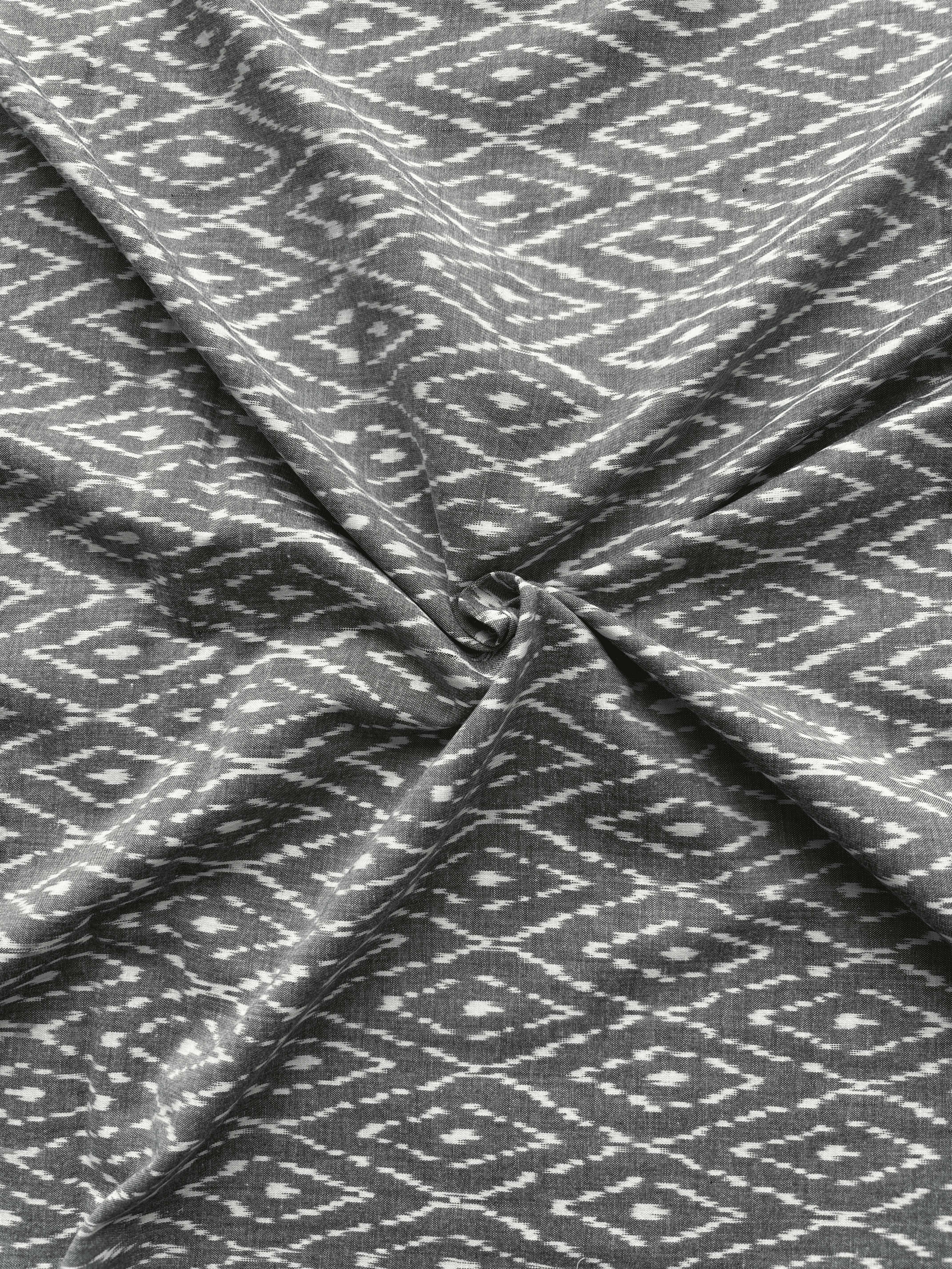 Cotton Fine Grey Ikat Fabric