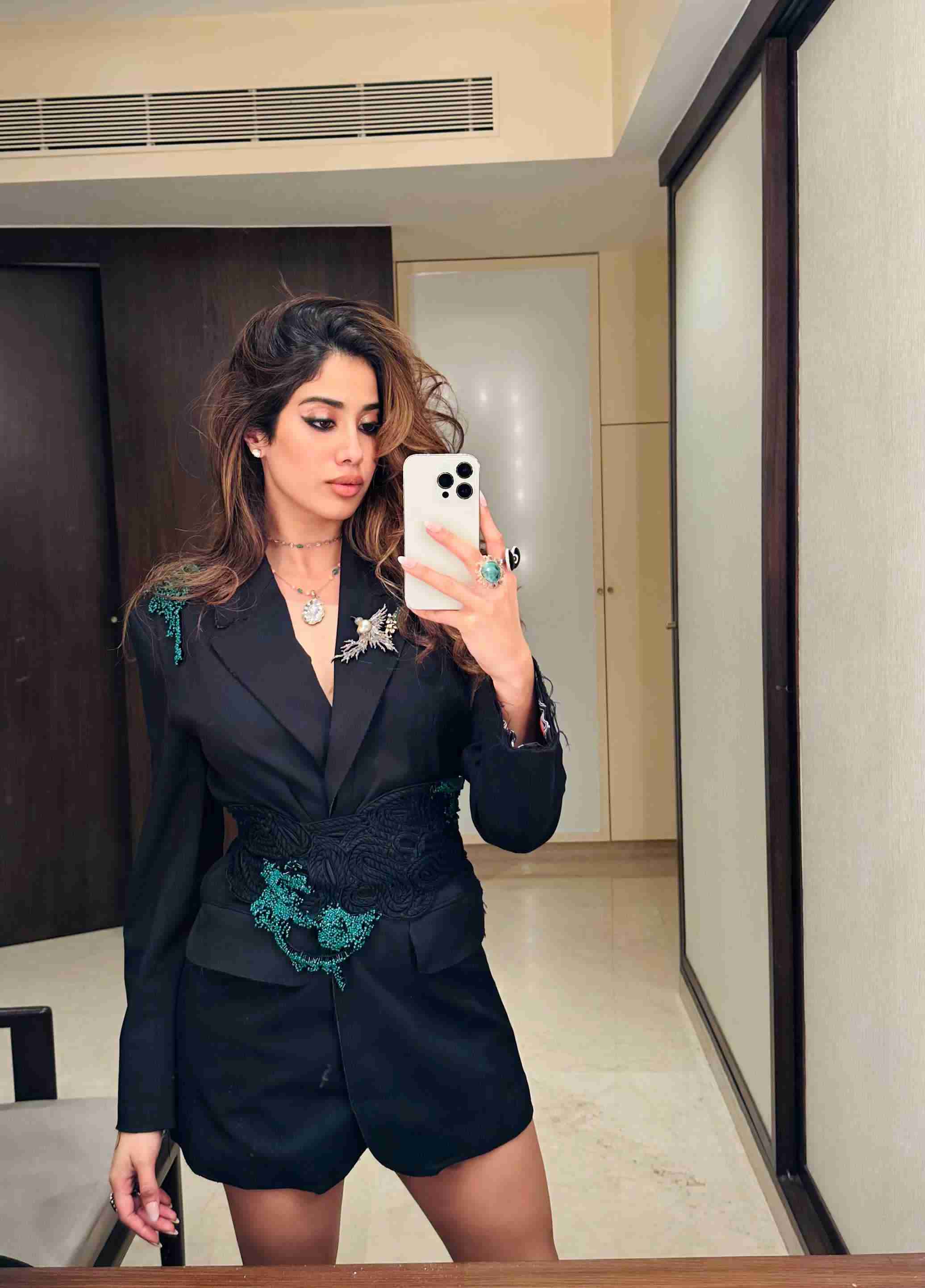 Blazer with macrame belt