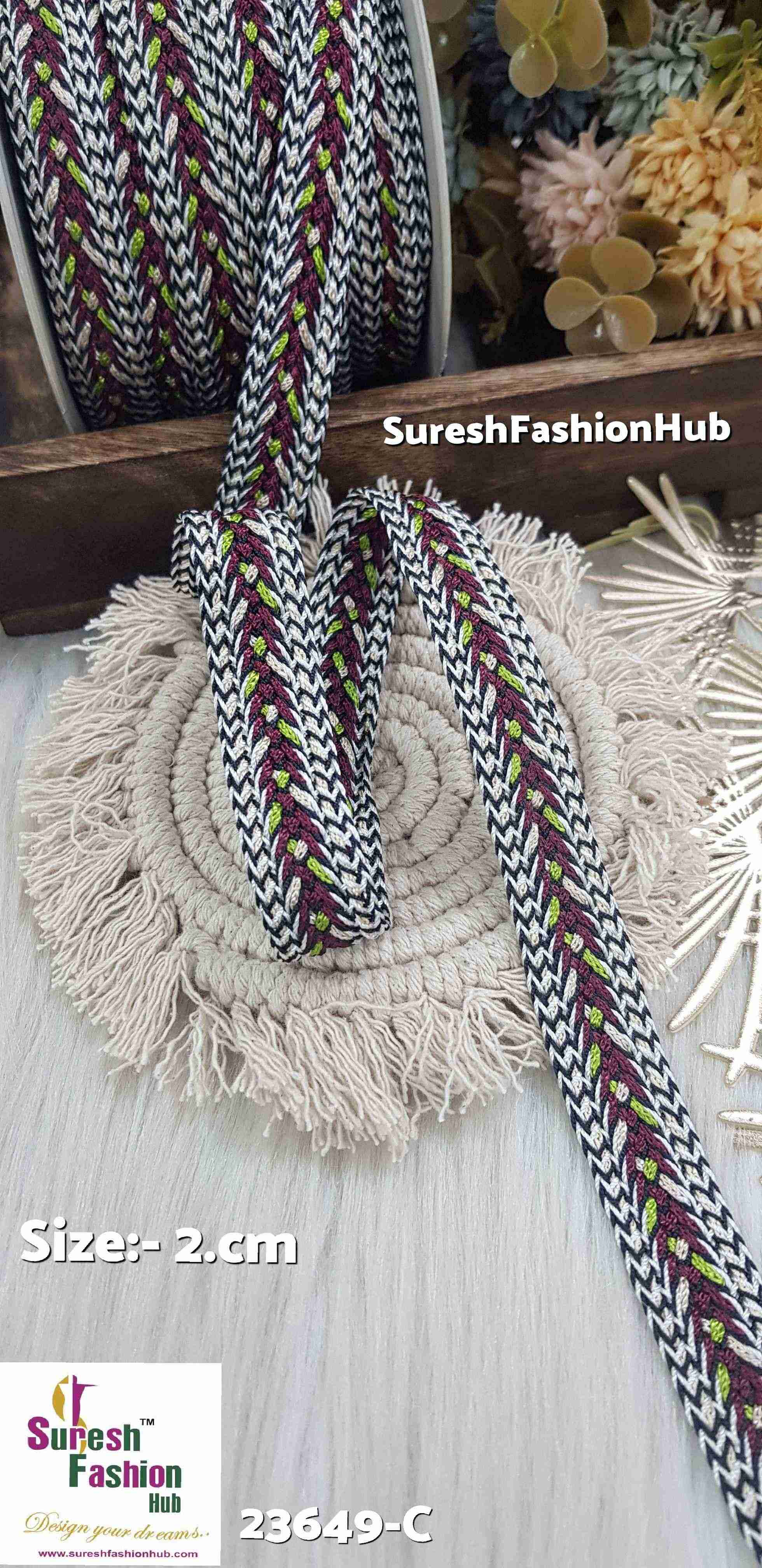 Vibrant Chevron Pattern Braided Trim(Mhendi)