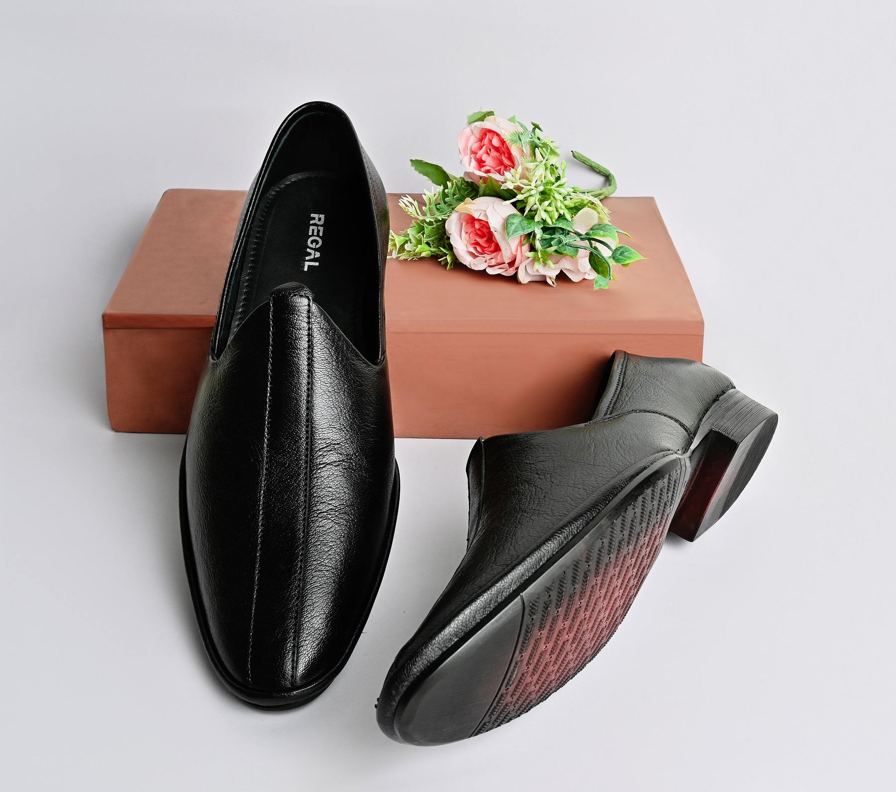 Men's Black Leather Ethnic Sandals