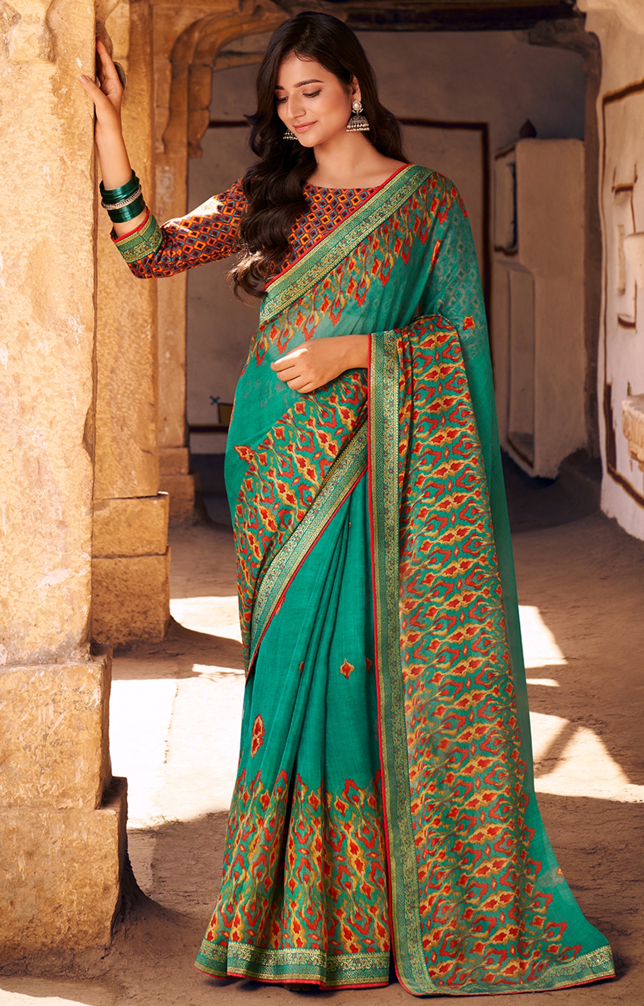 Women Light Blue Chiffon Printed Saree-S_L21SHUBHLABH31005SSR01