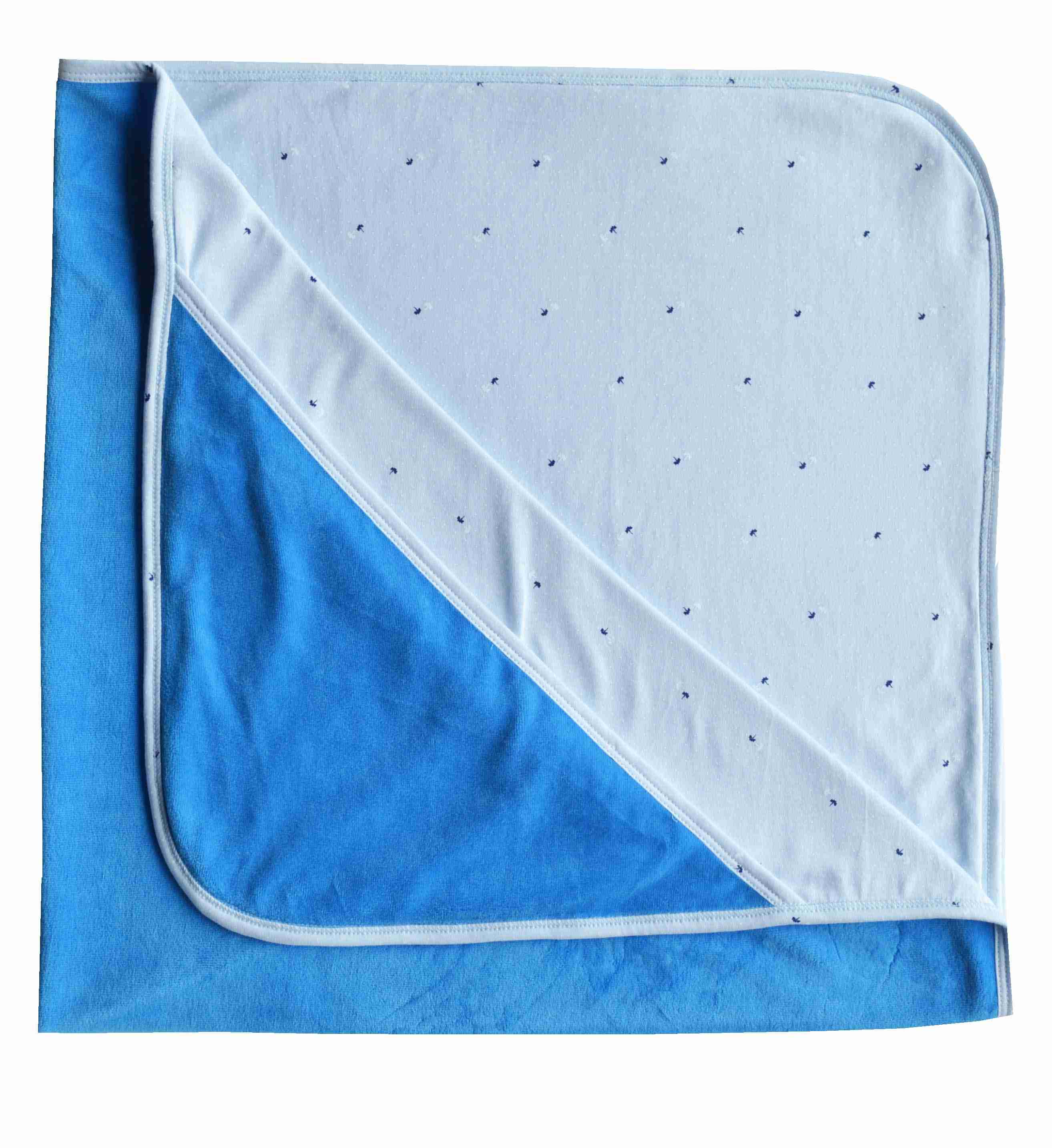 Baby's Reversible Hoody Wrap,Color-Blue/White