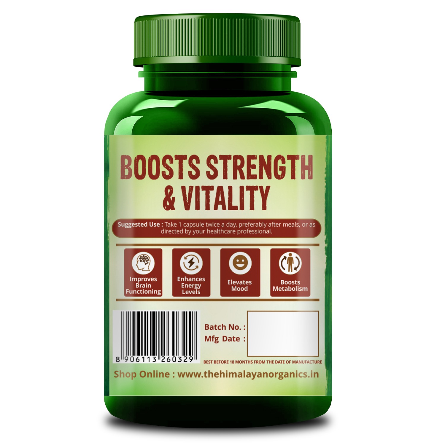 Himalayan Organics Korean Red Ginseng 1000mg/Serve 100 Veg Capsules