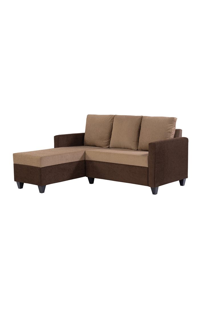 neudot Saya RHS Sectional Sofa for Living Room |4 Person Sofa| Premium Fabric with Cushioned Armrest | 12 Months Warranty| Solid Wood Frame| 4 Seater in Saya Duo Brown Color DIY(Do-It-Yourself)