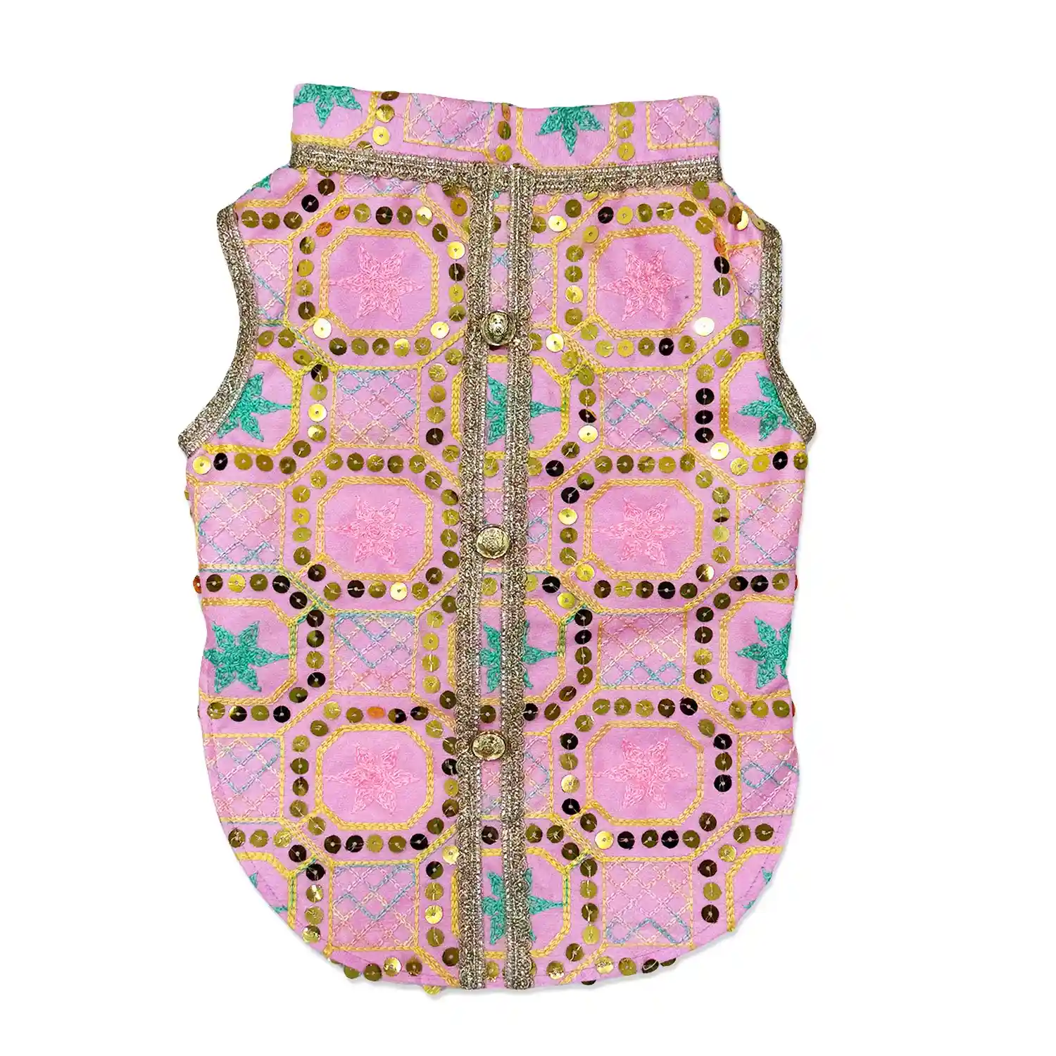 Pawsindia Traditional Nawabi Pink Embroidered Kurta for Dogs | Ethnic Festive Wear