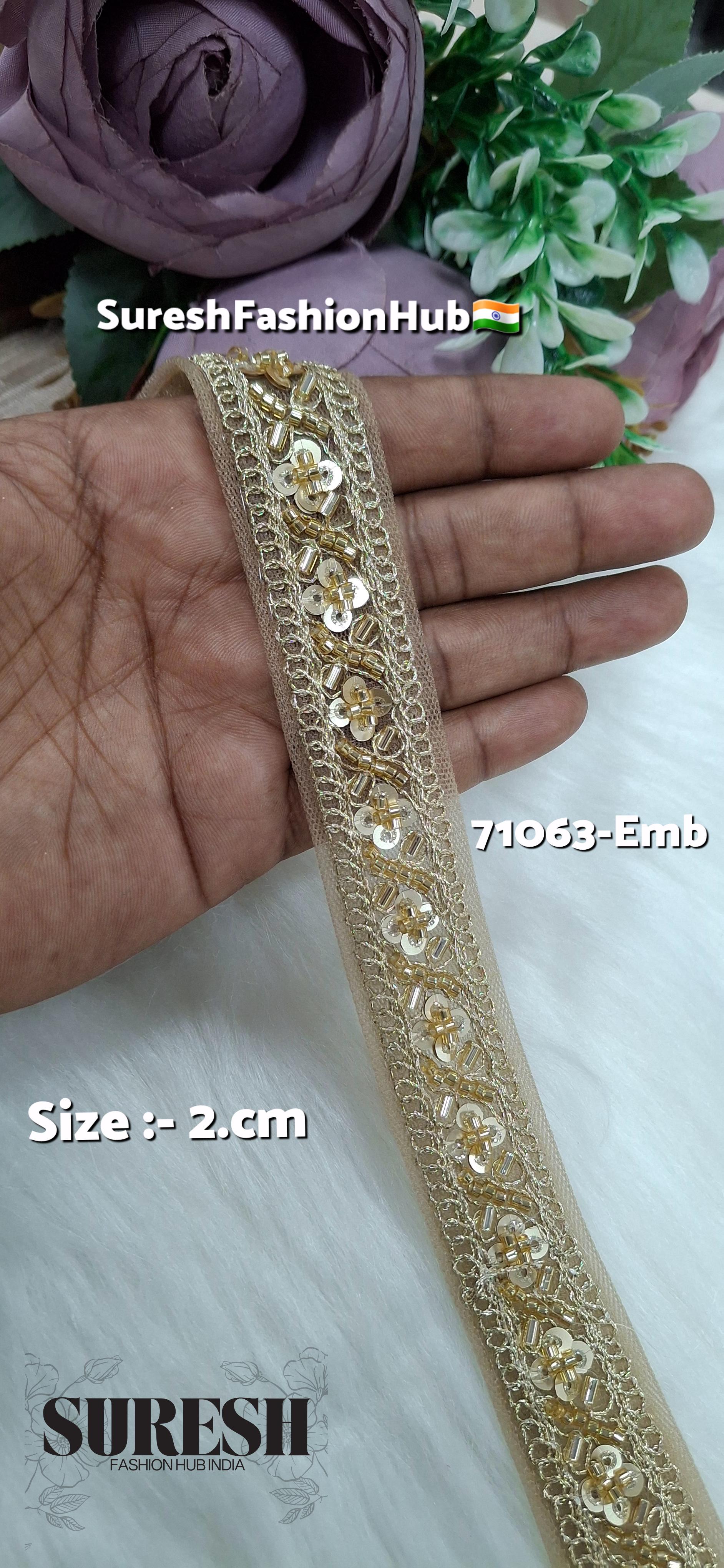 Pearl Elegance Embroidery Border Lace