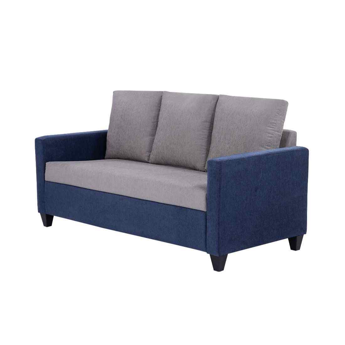 neudot Saya Dual Color Sofa for Living Room |3 Persons Sofa|Premium Fabric with Cushioned Armrest | Solid Wood Frame|3 Seater in Saya Duo Blue Color