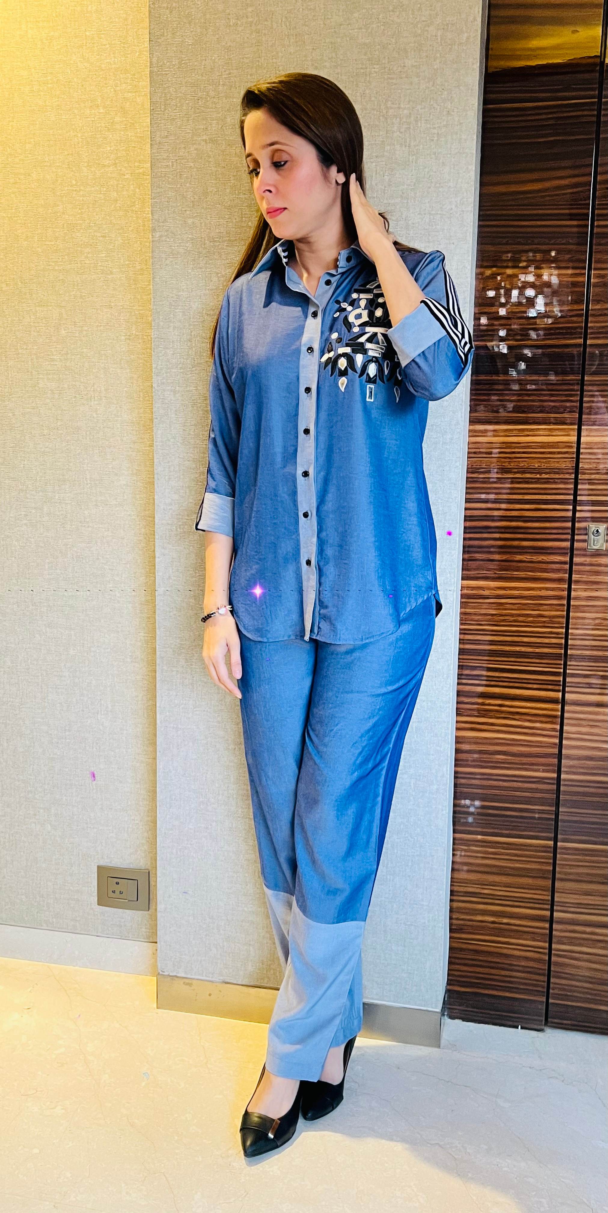 Denim Embroidered Coord