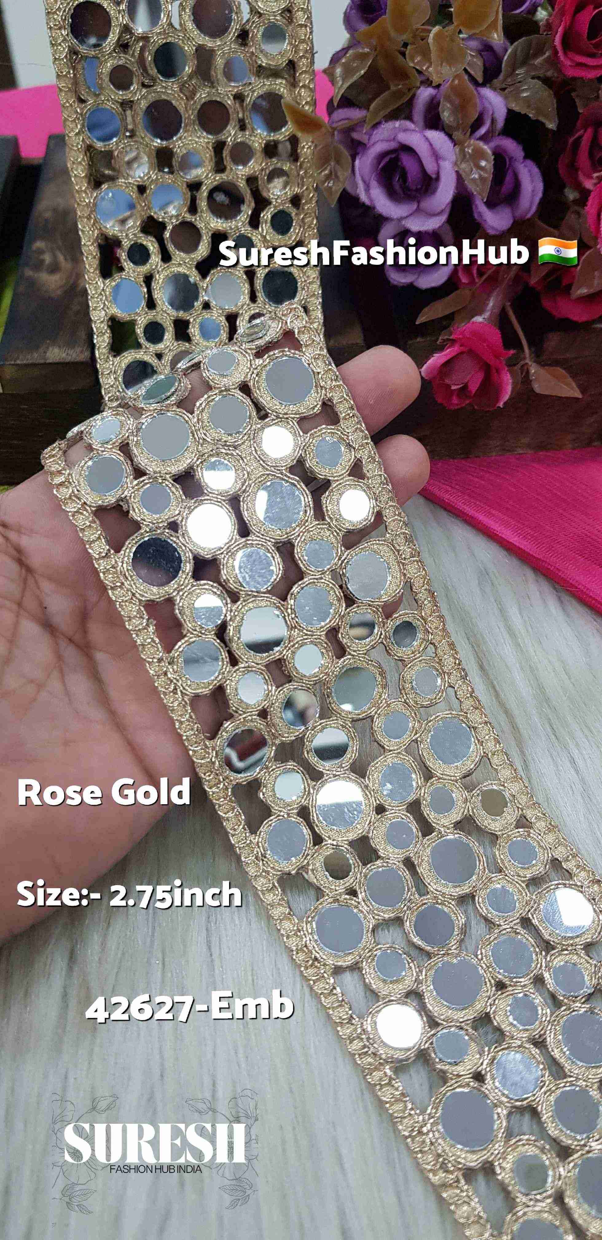ROSE GOLD Round Mirror Cutwork Lace