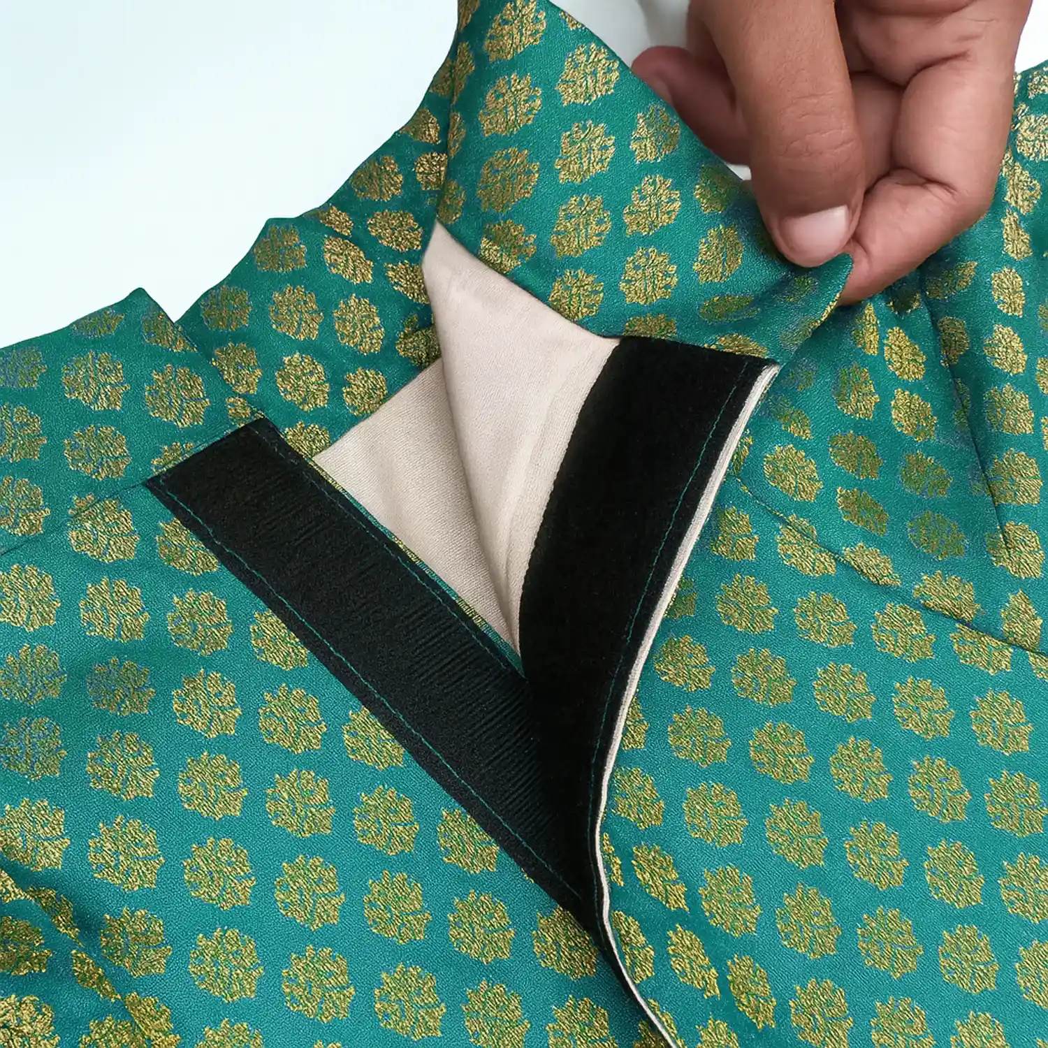 Pawsindia Traditional Royal Brocade Dress for Dogs - Aqua Green | Ethnic Festive Wear